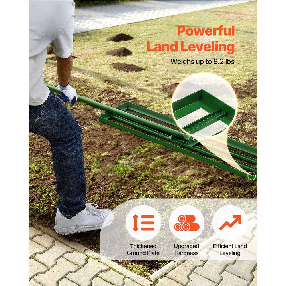 VEVOR Lawn Leveling Rake, 48" x 10" Heavy Duty Lawn Leveler with 78" Steel Extended Handle