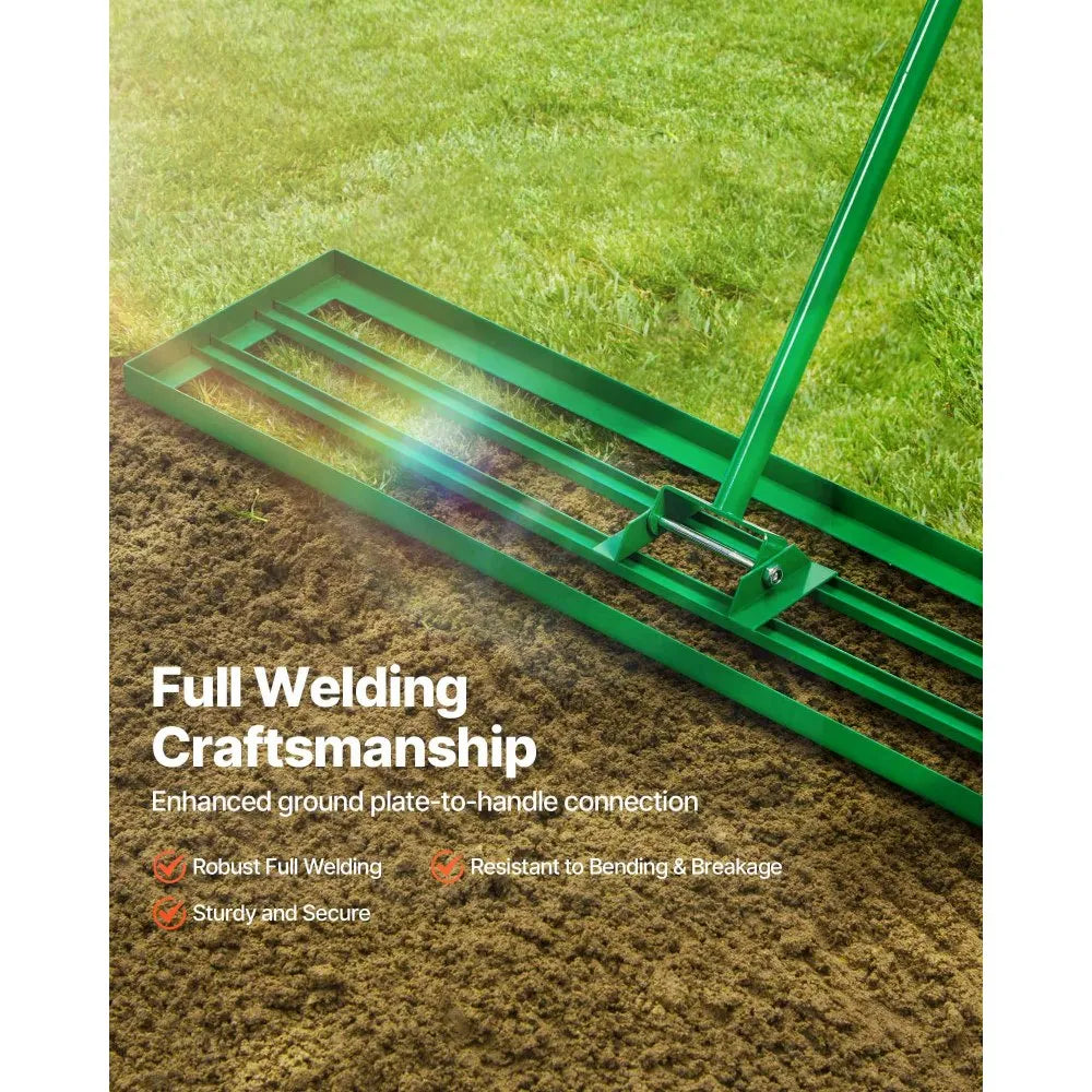 VEVOR Lawn Leveling Rake, 48" x 10" Heavy Duty Lawn Leveler with 78" Steel Extended Handle