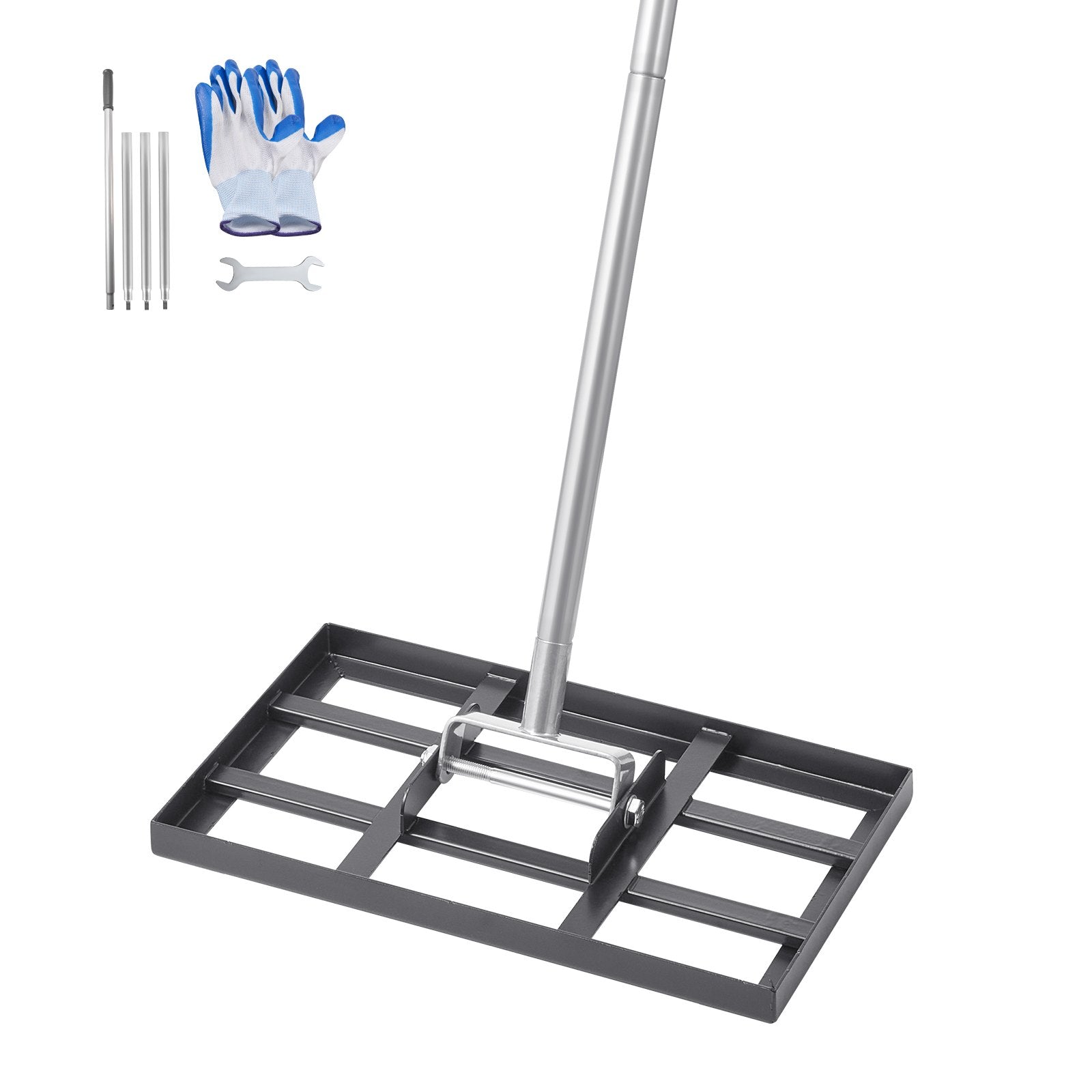 VEVOR 10x17in Lawn Leveling Rake 78 in Adjustable Handle for Yard Golf Court 