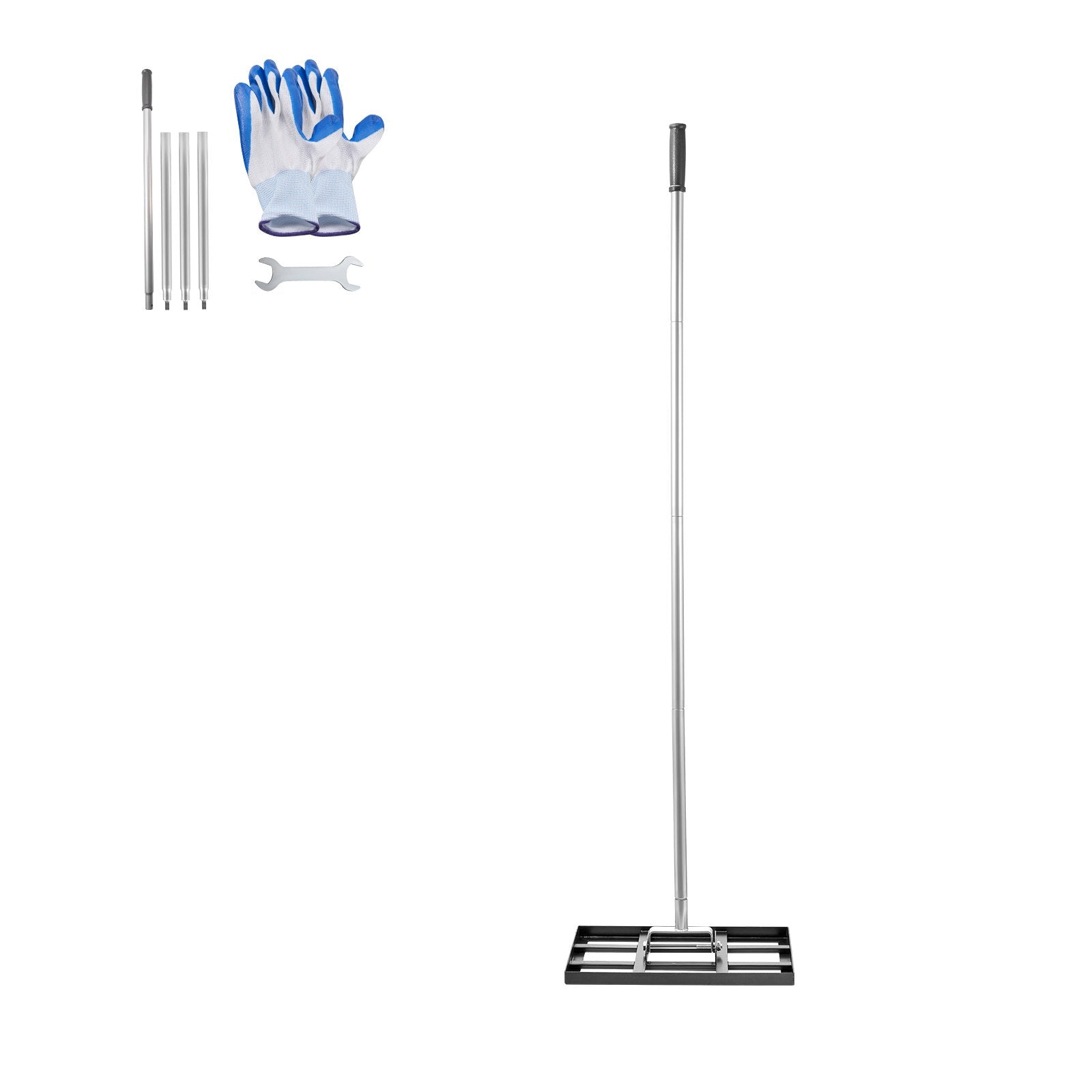 VEVOR 10x17in Lawn Leveling Rake 78 in Adjustable Handle for Yard Golf Court 