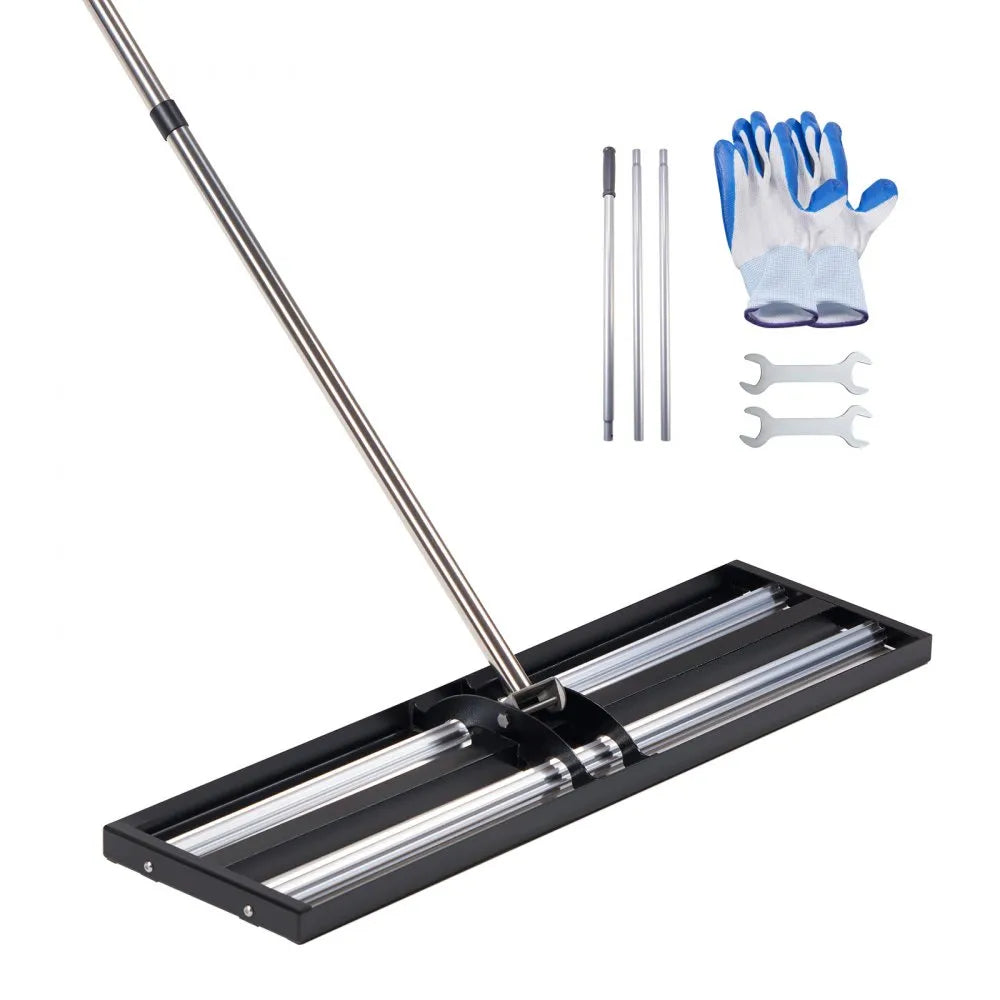 VEVOR 48" Lawn Leveling Rake with Roller, Stainless Steel Yard Leveler with Adjustable Handle