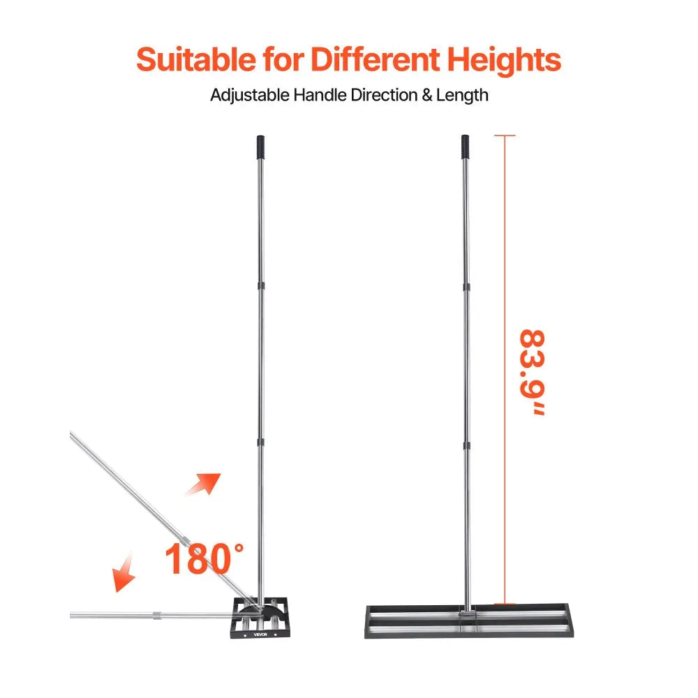 Updated Lawn Leveling Rake with Roller – 36" Stainless Steel Lawn Leveler with Adjustable Handle