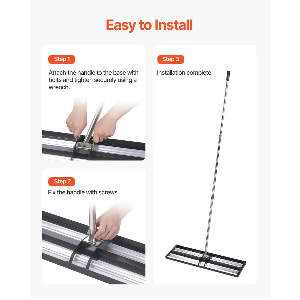 Updated Lawn Leveling Rake with Roller – 36" Stainless Steel Lawn Leveler with Adjustable Handle