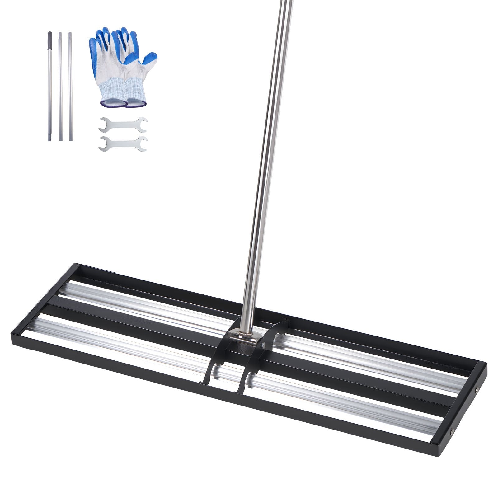 Updated Lawn Leveling Rake with Roller – 36" Stainless Steel Lawn Leveler with Adjustable Handle