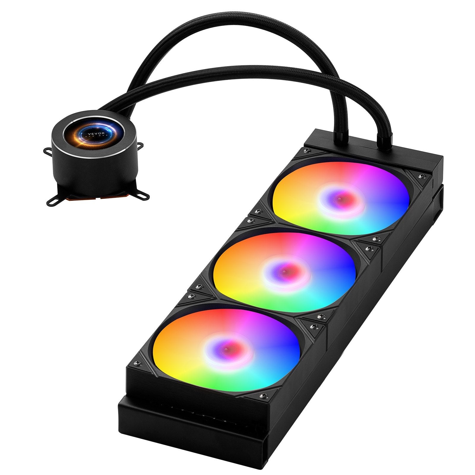 VEVOR CPU Liquid Cooler AIO CPU Water Cooler with ARGB Light & 3 PWN Fans(120mm) 