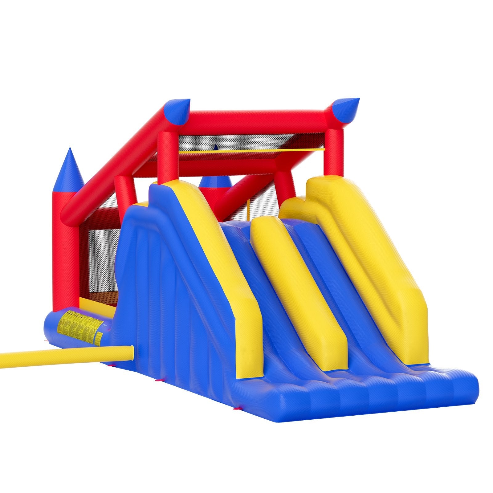 VEVOR Inflatable Bounce House, Outdoor High Quality Playhouse Trampoline, Jumping Bouncer with Blower, Slide, and Storage Bag, Family Backyard Bouncy Castle, for Kid Ages 3–8 Years, 183x102x92 inch 