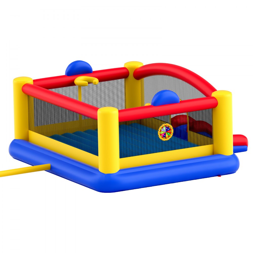 VEVOR Inflatable Bounce House, Outdoor High Quality Playhouse Trampoline, Jumping Bouncer with Blower, Slide, and Storage Bag, Family Backyard Bouncy Castle, for Kid Ages 3–10 Years, 177x173x80 inch 