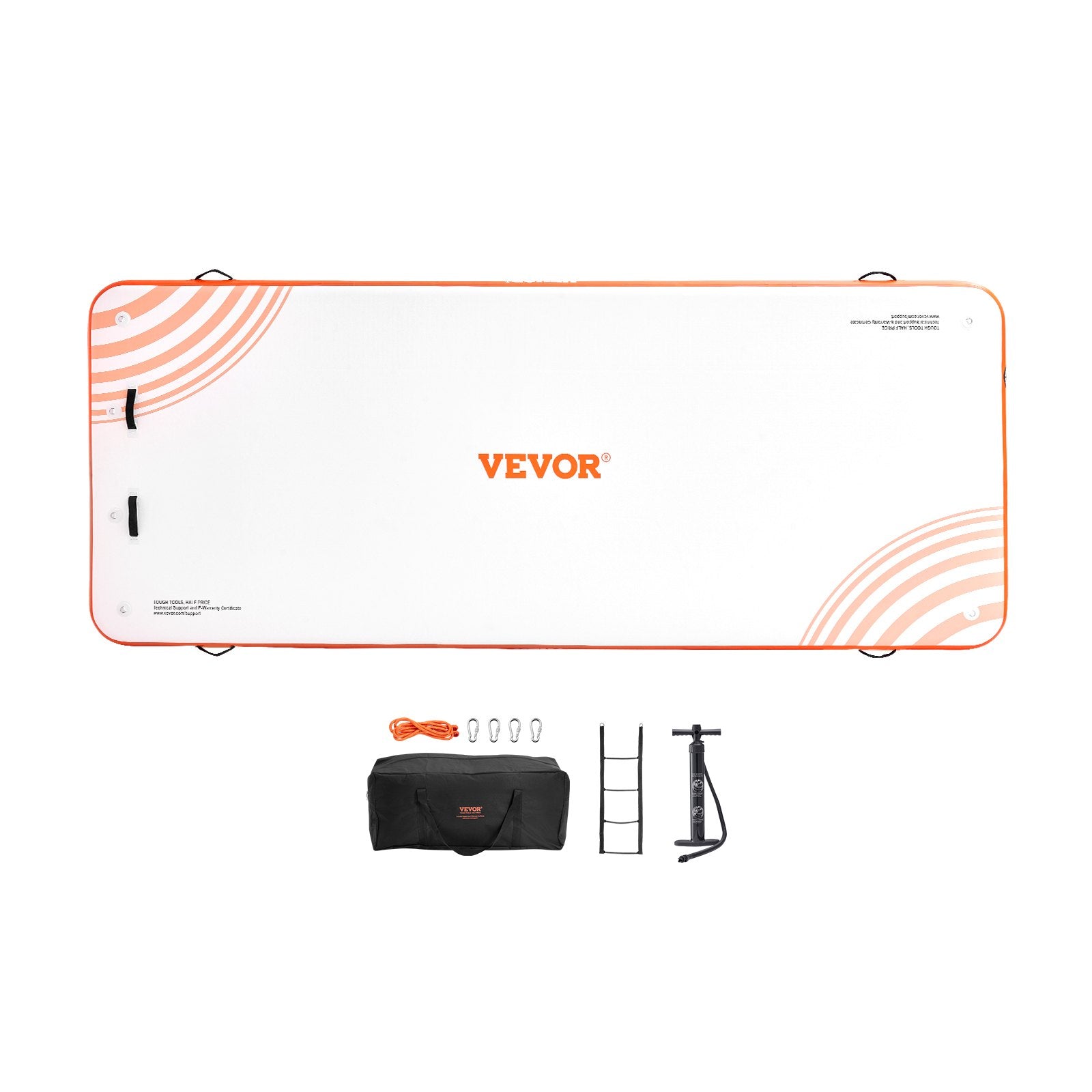 VEVOR Inflatable Floating Dock, 15 x 6FT Inflatable Dock Platform, Non-Slip Water Floating Dock Mat with Detachable Ladder & Portable Carrying Bag, Floating Platform Island Raft for Ocean Pool Beach 