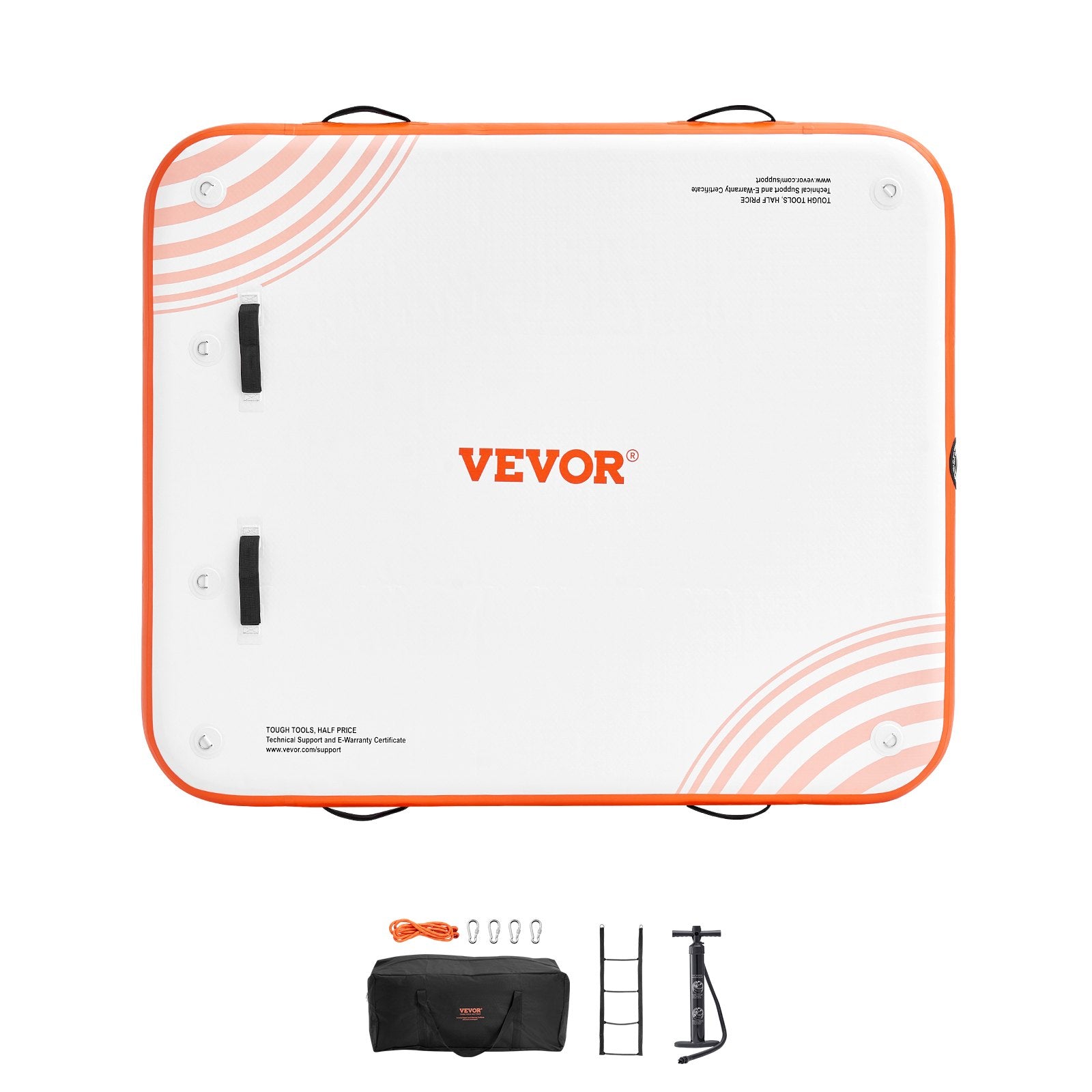 VEVOR Inflatable Floating Dock, 6 x 5FT Inflatable Dock Platform, Non-Slip Water Floating Dock Mat with Portable Carrying Bag & Detachable Ladder, Floating Platform Island Raft for Pool Beach Ocean 