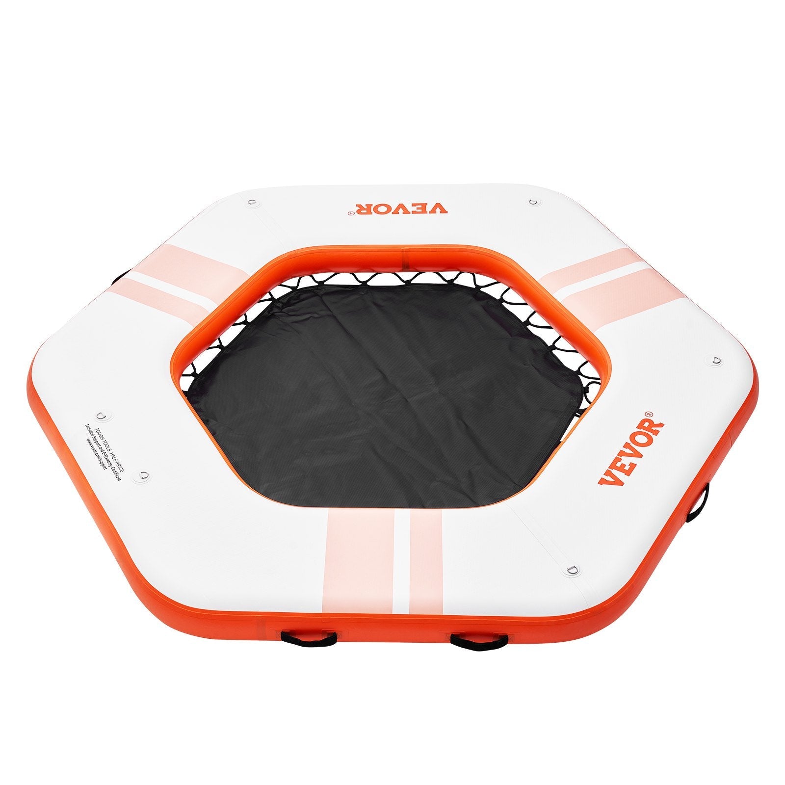 VEVOR Inflatable Floating Dock, ø8.5FT Inflatable Dock Platform with ø5FT Trampoline Mesh Pool, Non-Slip Floating Platform Water Mat with Portable Bag & Detachable Ladder for Pool Beach Relaxation 