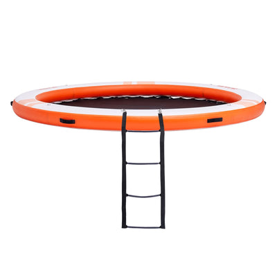VEVOR Inflatable Floating Dock, ø8FT Inflatable Dock Platform with ø5FT Trampoline Mesh Pool, Non-Slip Floating Platform Water Mat with Portable Bag & Detachable Ladder for Pool Beach Relaxation 