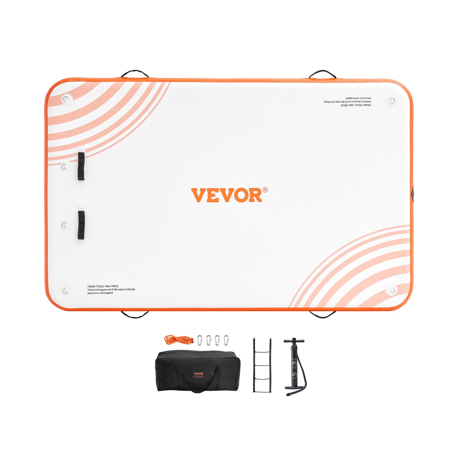 VEVOR Inflatable Floating Dock, 8 x 5FT Inflatable Dock Platform, Non-Slip Water Floating Dock Mat with Portable Carrying Bag & Detachable Ladder, Floating Platform Island Raft for Pool Beach Ocean 