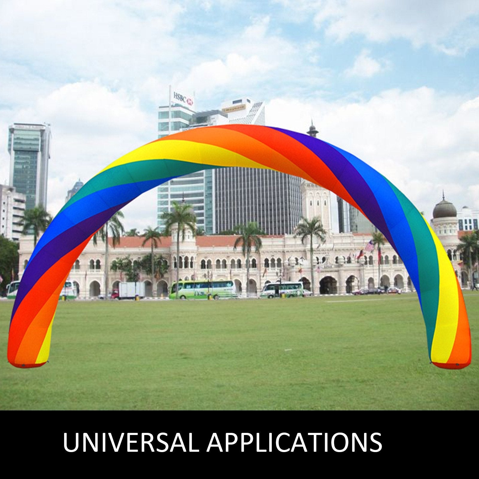 VEVOR Inflatable Rainbow Arch 26ftx10ft with 110W Blower for Advertising Party Celebration Garden 