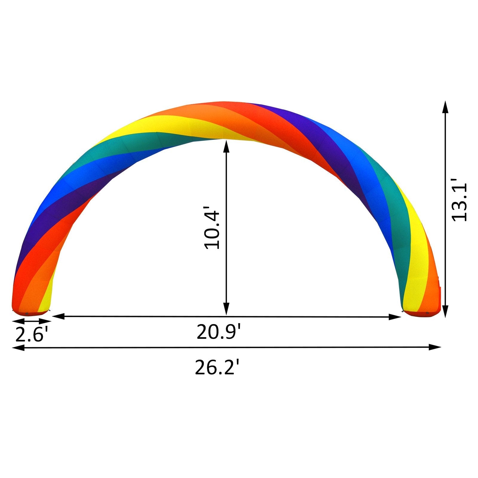 VEVOR Inflatable Rainbow Arch 26ftx10ft with 110W Blower for Advertising Party Celebration Garden 