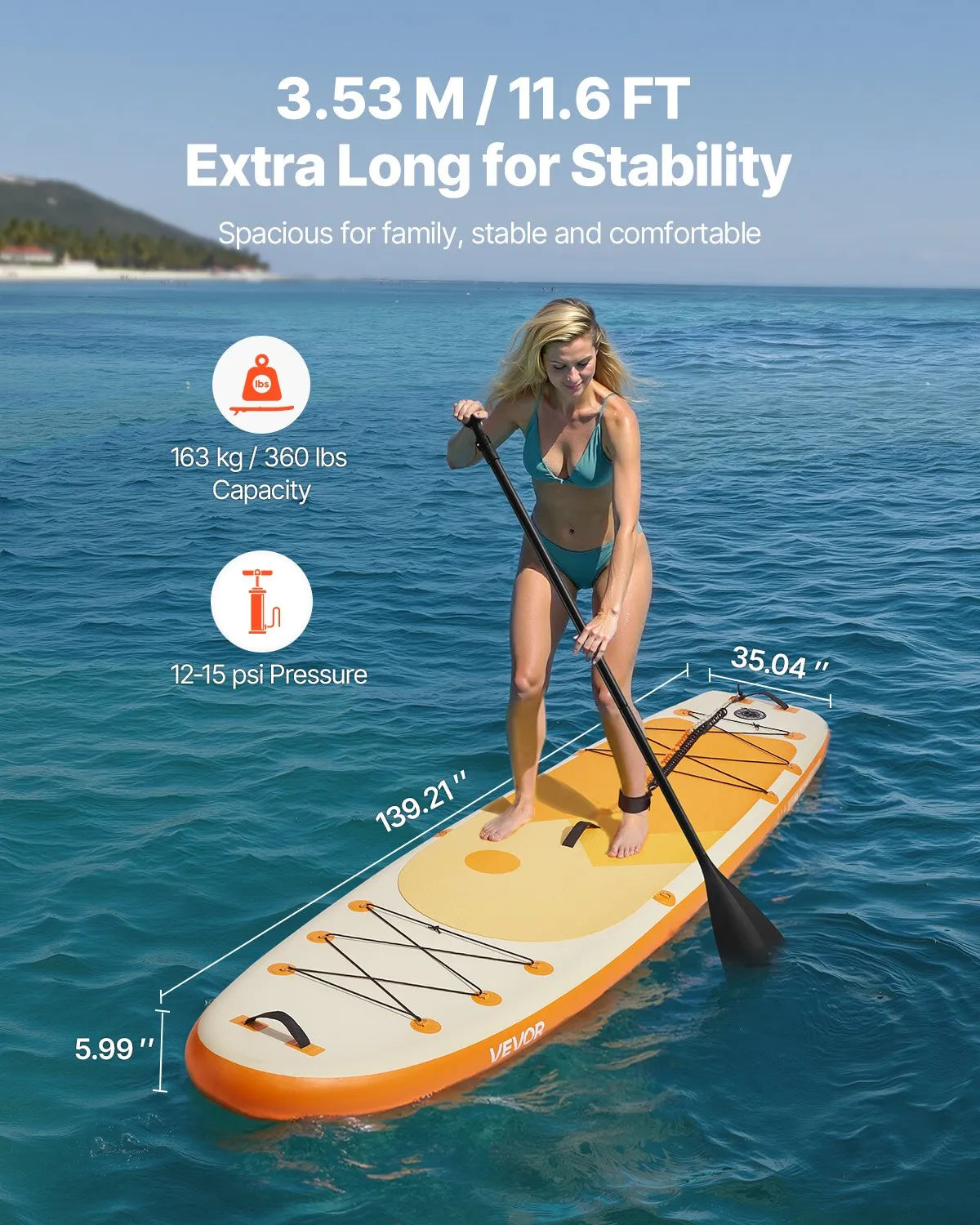 VEVOR Inflatable Stand Up Paddle Board 11.6' Sup Surfboard with Paddle Accessory