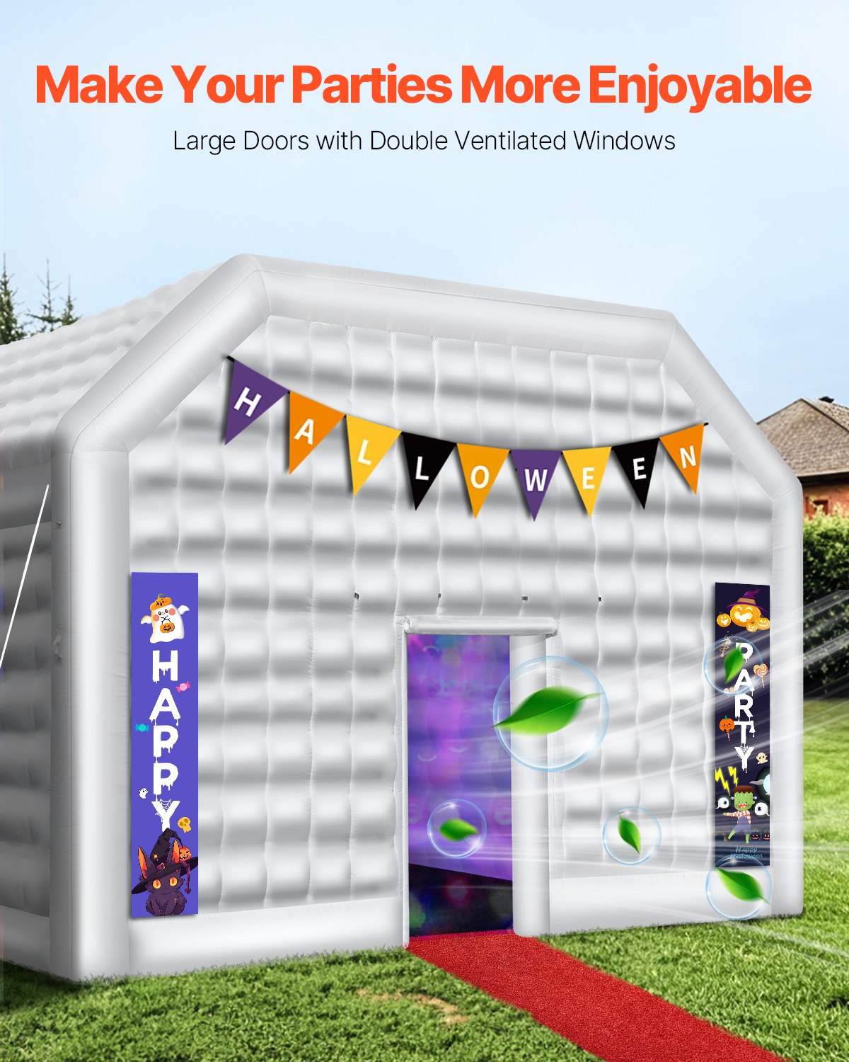 VEVOR Inflatable Nightclub 26.2 x 19.7 x 13.1 Ft Blow up Party Tent White 