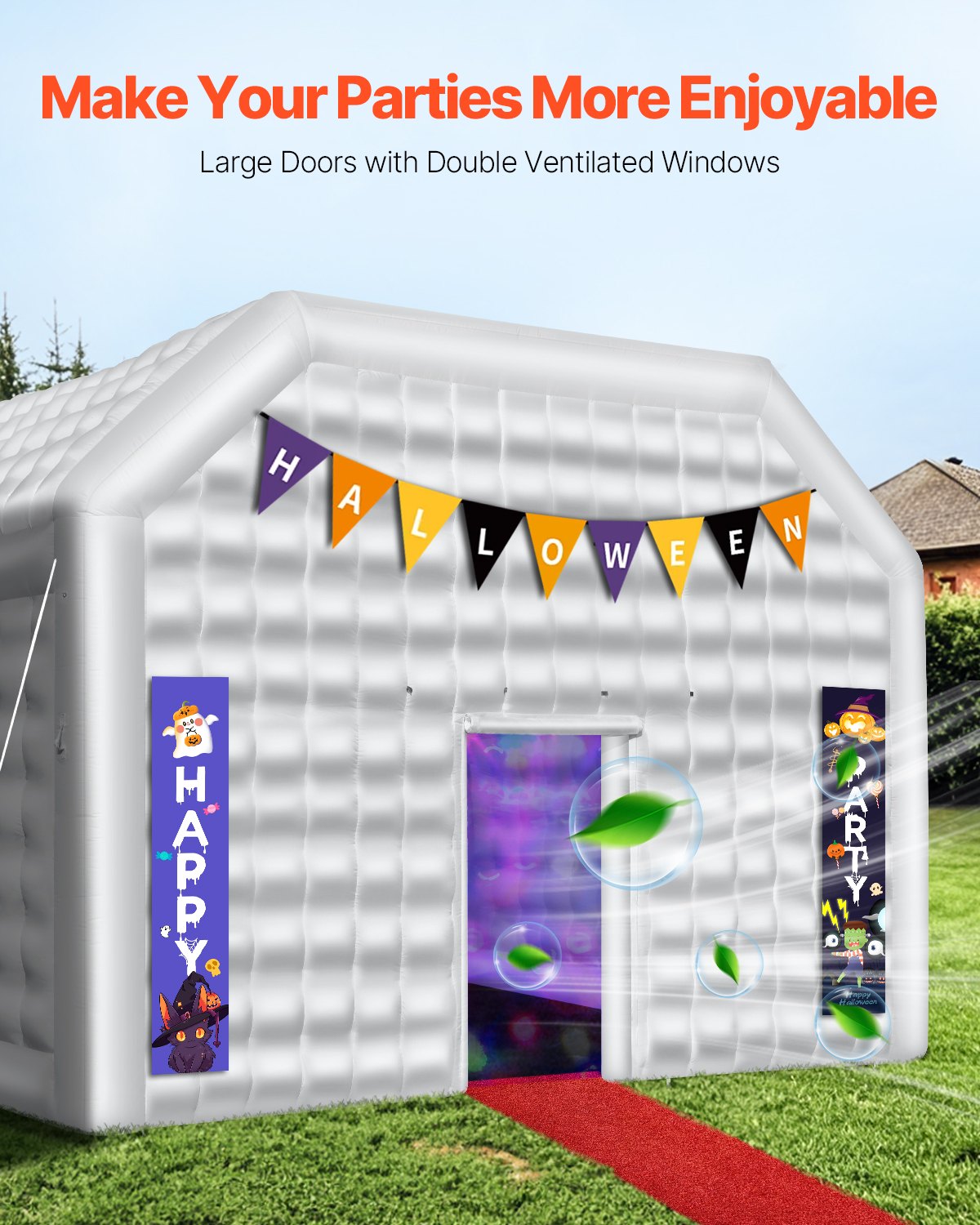 VEVOR Inflatable Nightclub 29.5 x 19.7 x 13.1 Ft Blow up Party Tent White 