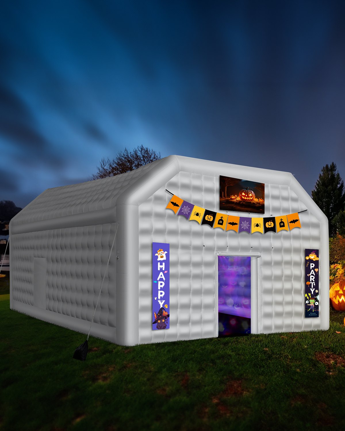 VEVOR Inflatable Nightclub 29.5 x 19.7 x 13.1 Ft Blow up Party Tent White 