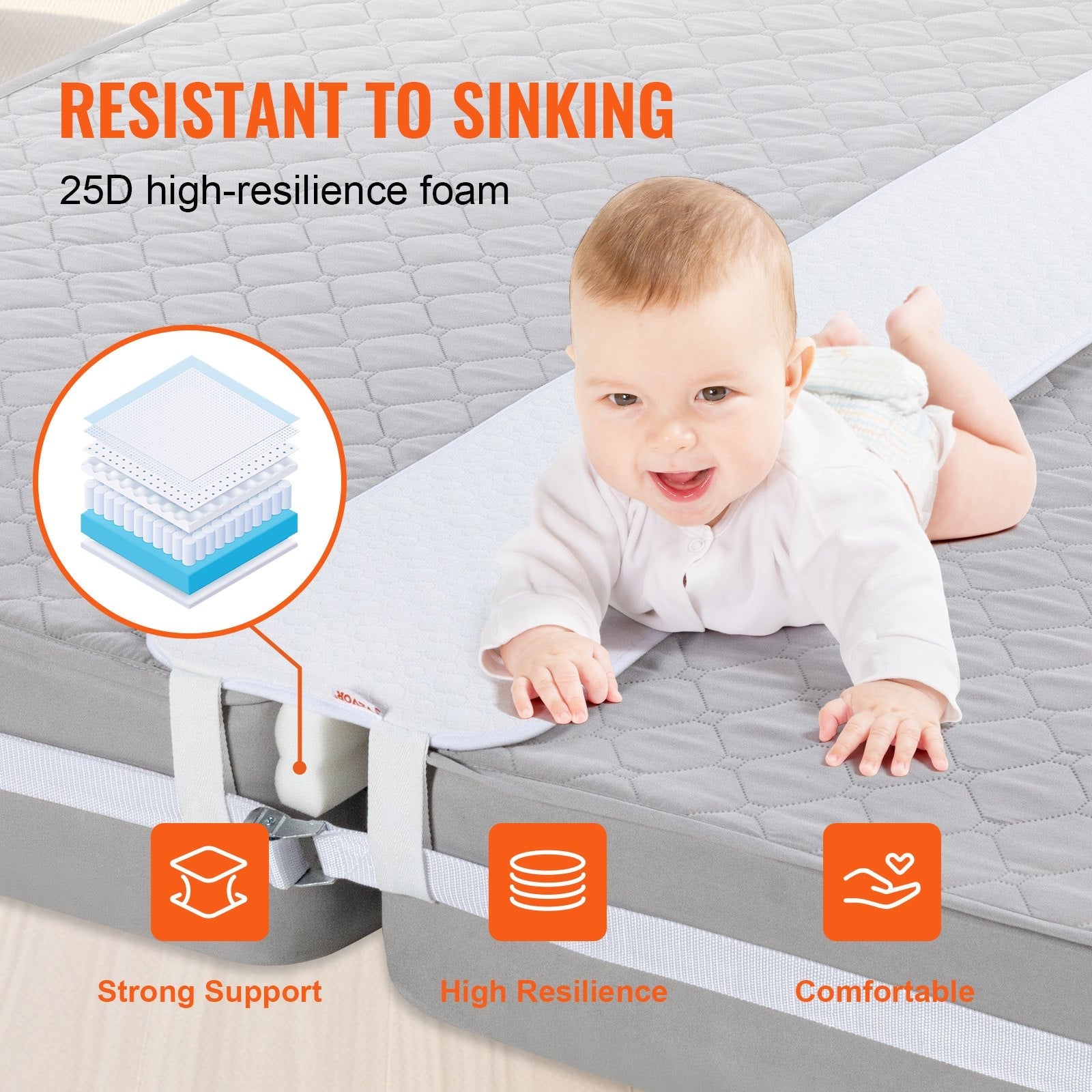 VEVOR Bed Bridge King Bed Connector Kit Metal Buckle and Storage Bag 80"L x 12"W 