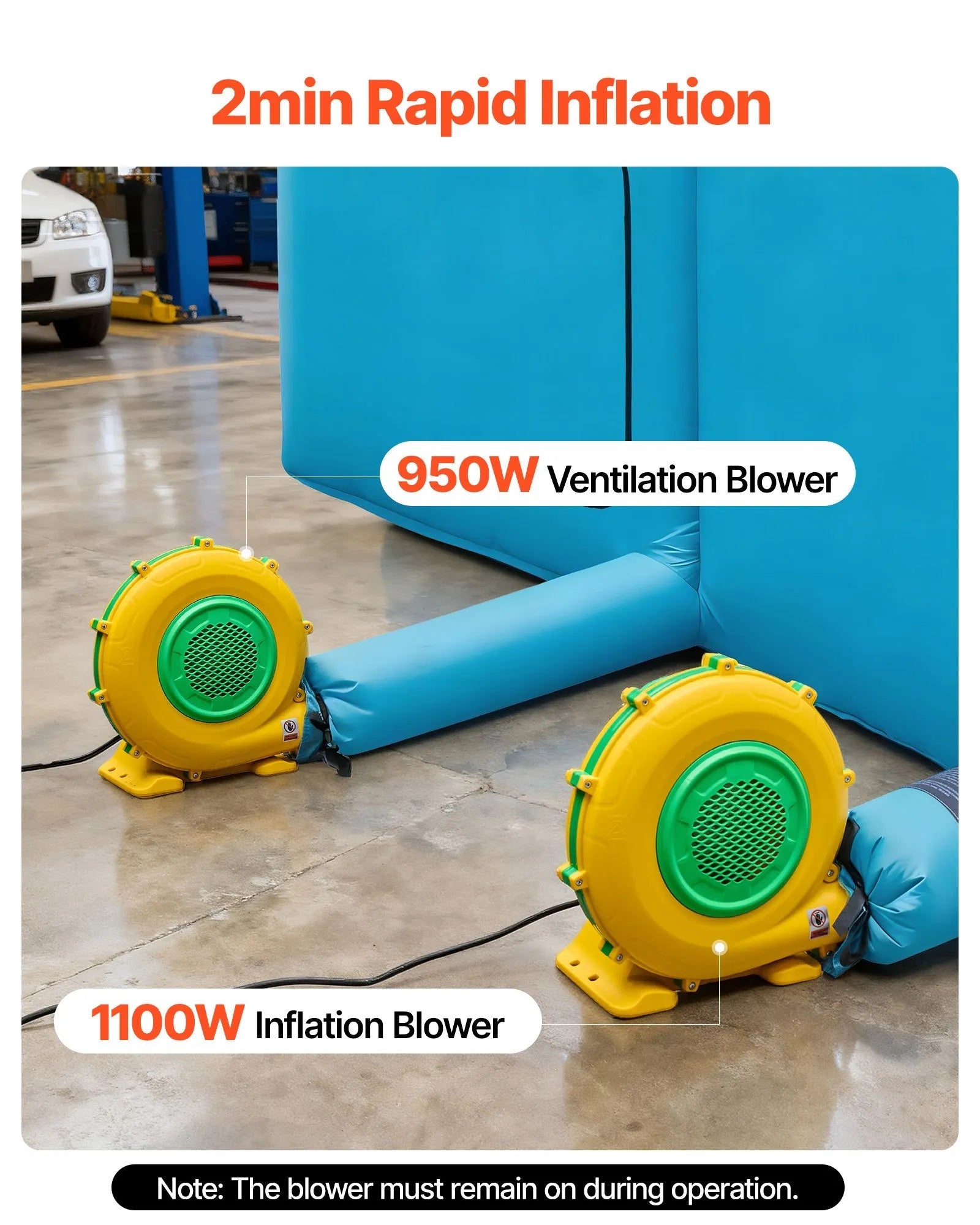VEVOR Inflatable Paint Booth, 32.81 x 19.69 x 13.12 ft, Inflatable Spray Booth with 950W and 1100W Blowers and Air Filter System, Round Roof, for Painting Car, Truck, Furniture, Automotive Sheet Metal 