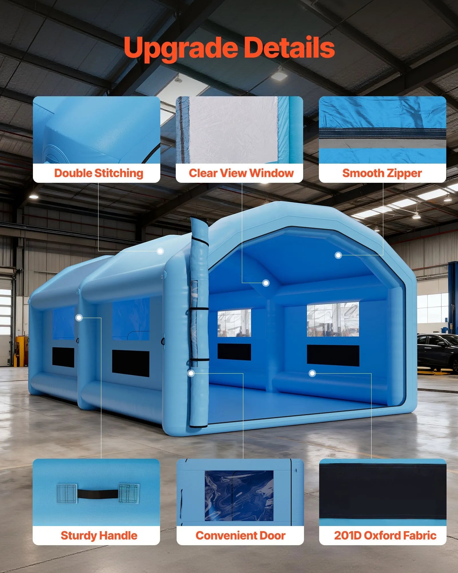 VEVOR Inflatable Paint Booth, 32.81 x 19.69 x 13.12 ft, Inflatable Spray Booth with 950W and 1100W Blowers and Air Filter System, Round Roof, for Painting Car, Truck, Furniture, Automotive Sheet Metal 