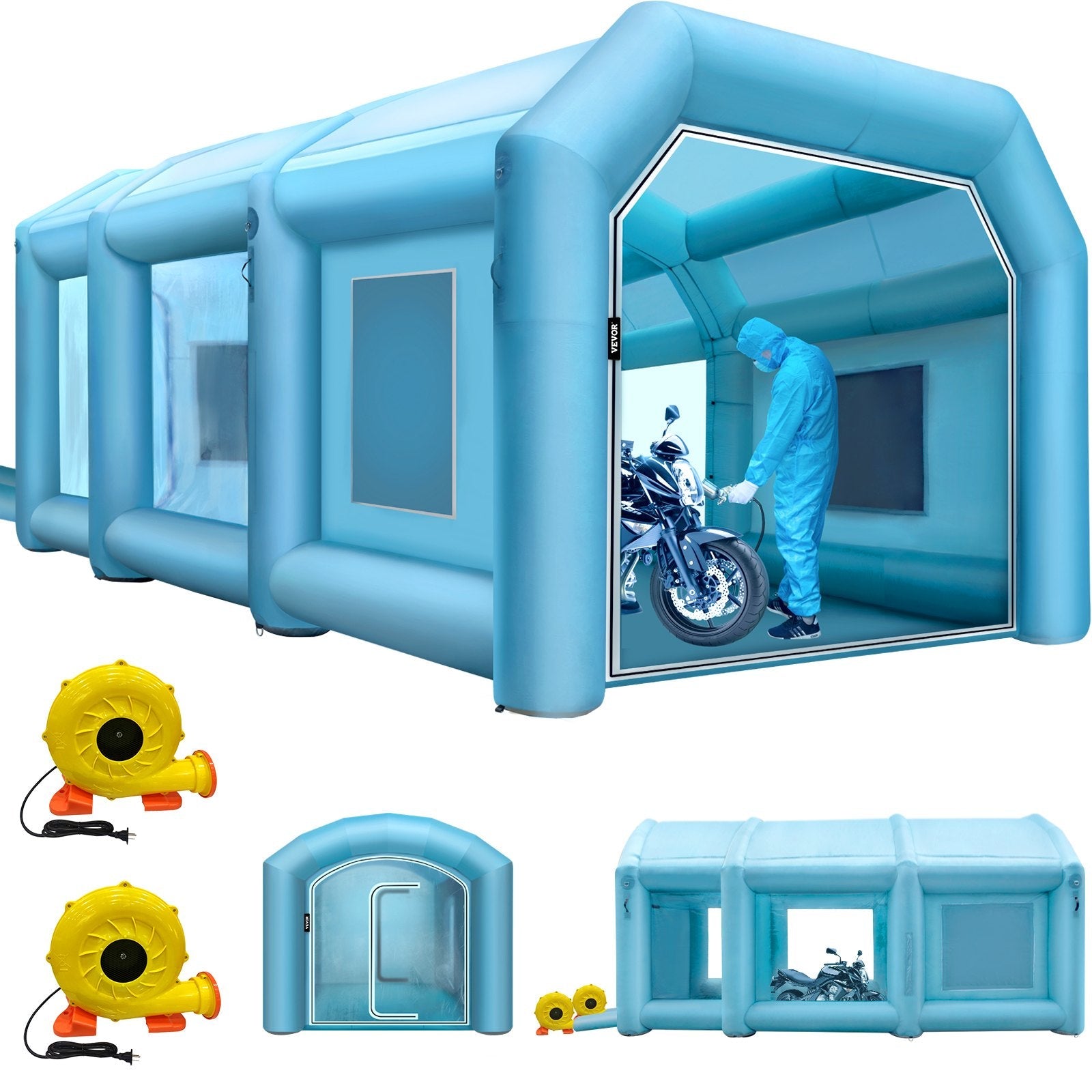 VEVOR Inflatable Spray Booth Car Paint Tent 29.5x19.7x13FT with Filter 2 Blowers 