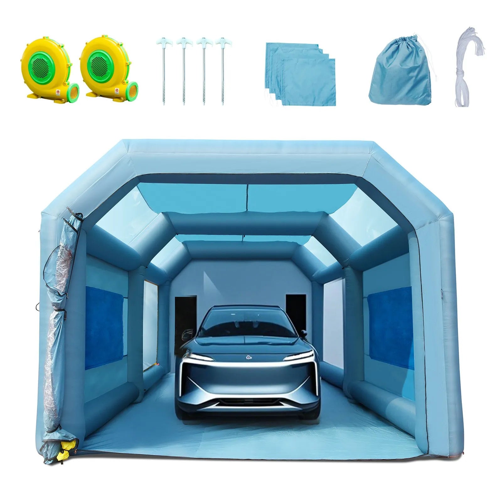VEVOR Inflatable Spray Booth, 26 x 15x11ft Inflatable Paint Booth, High Powerful 750W+950W Blowers Spray Booth Tent, Car Paint Tent Air Filter System for Car Parking Tent Workstation Motorcycle Garage