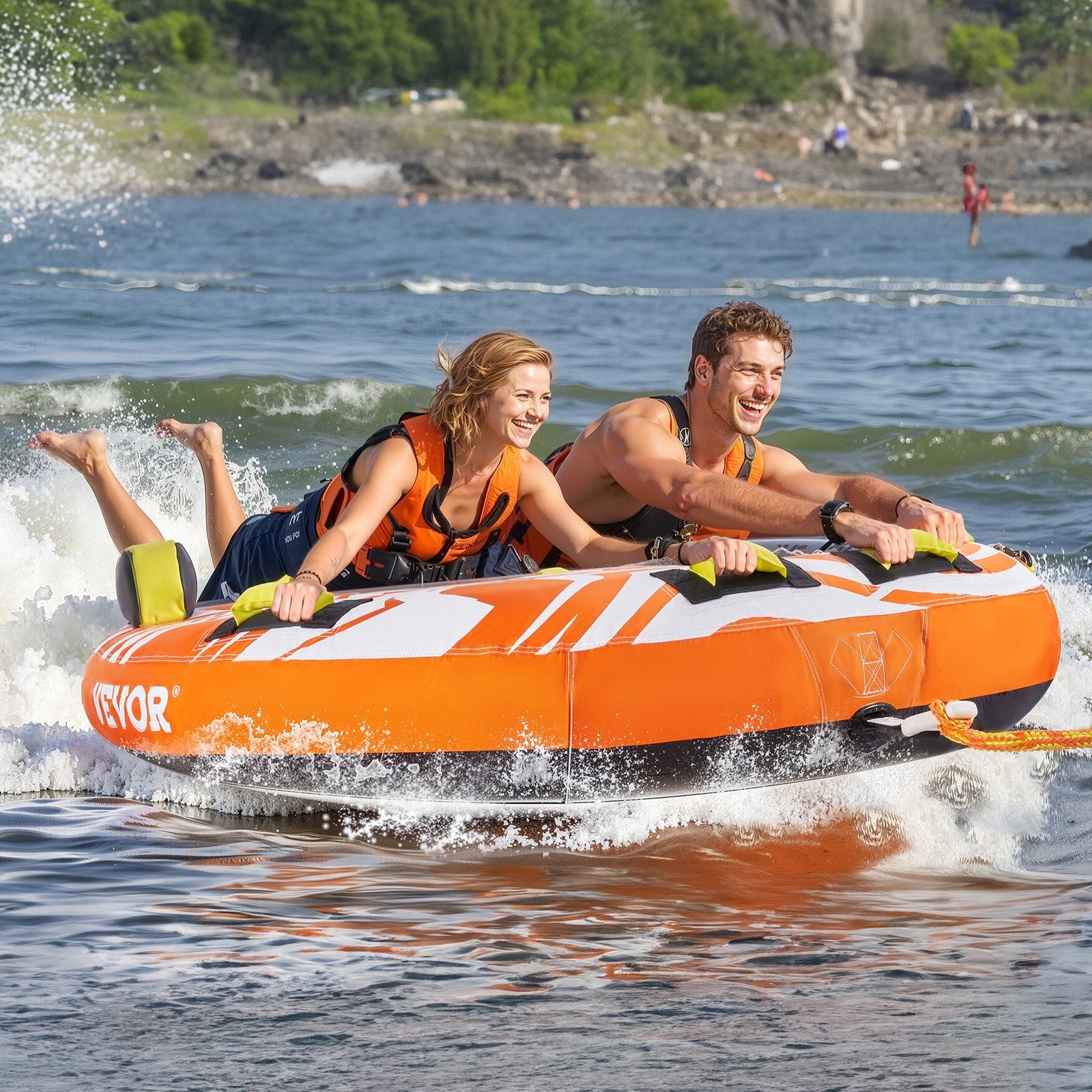 VEVOR Towable Tube for Boating 1-2 Riders Inflatable Boat Tubes and Towables 