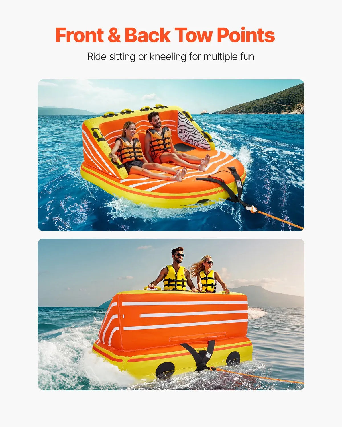 VEVOR Towable Tube for Boating 1-3 Riders Inflatable Boat Tubes and Towables