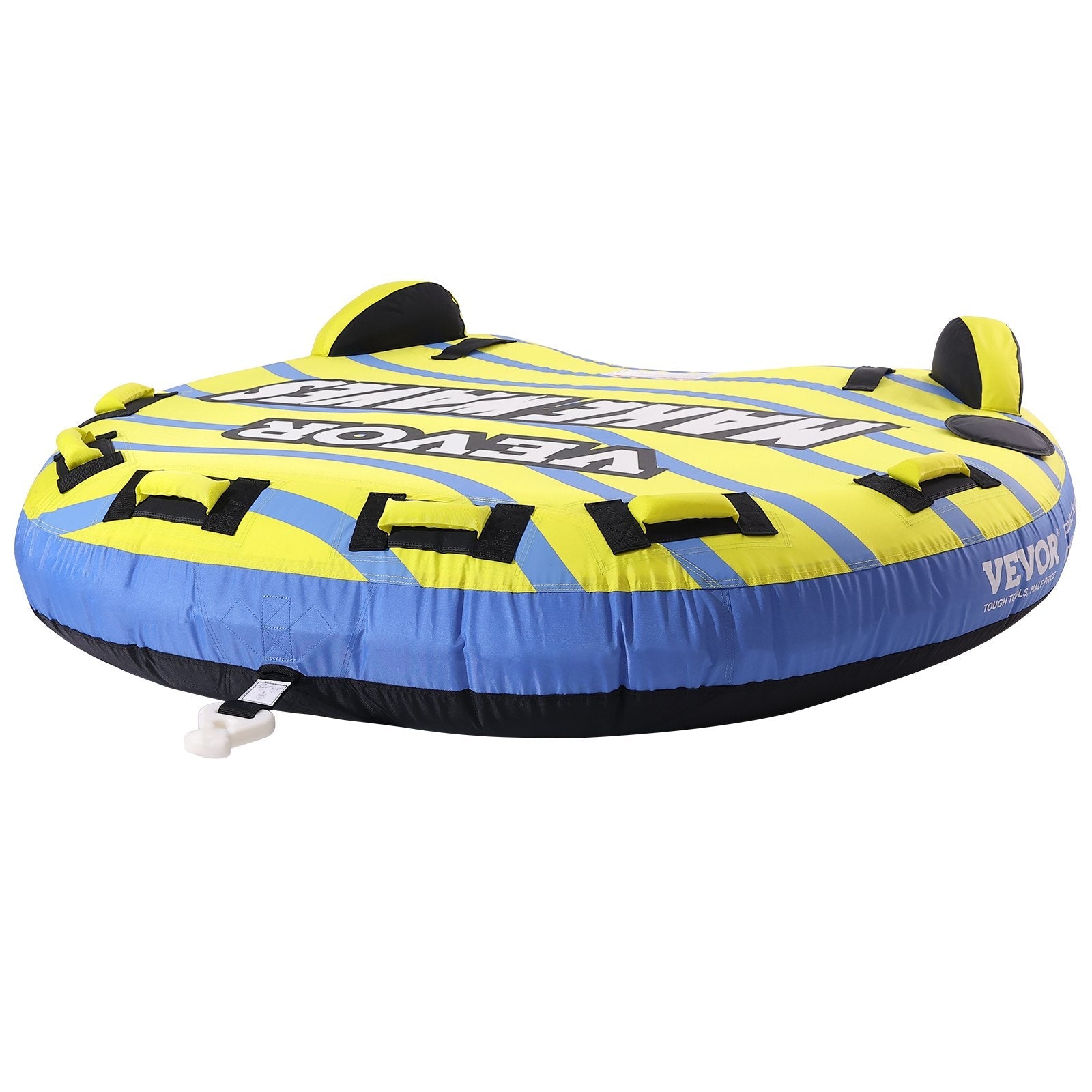 VEVOR Towable Tube for Boating, 1-3 Riders Inflatable Towable Tube with Bumper Fins, 510 lbs Water Sport Towable Tubes for Boats to Pull, Full Nylon Cover, EVA Grab Handles and Speed Safety Valve 