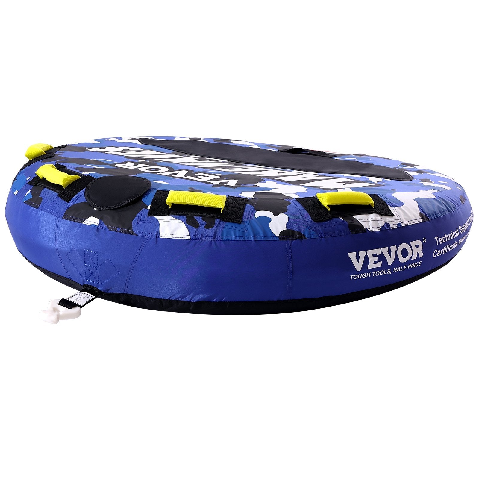 VEVOR Towable Tube for Boating, 1-2 Riders Inflatable Boat Tubes and Towables, 340 lbs, 51.8" Round Water Sport Towable Tube for Boat to Pull, Full Nylon Cover, EVA Grab Handles and Speed Safety Valve 