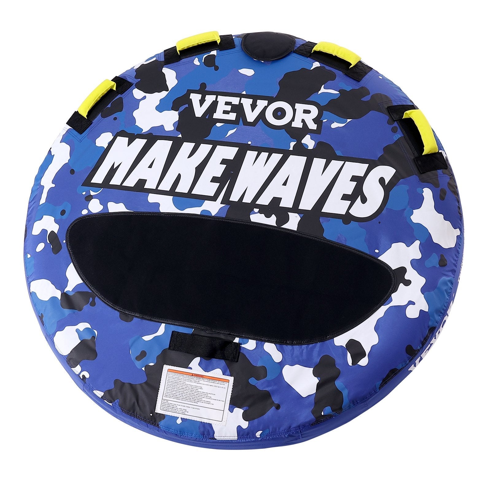 VEVOR Towable Tube for Boating, 1-2 Riders Inflatable Boat Tubes and Towables, 340 lbs, 51.8" Round Water Sport Towable Tube for Boat to Pull, Full Nylon Cover, EVA Grab Handles and Speed Safety Valve 