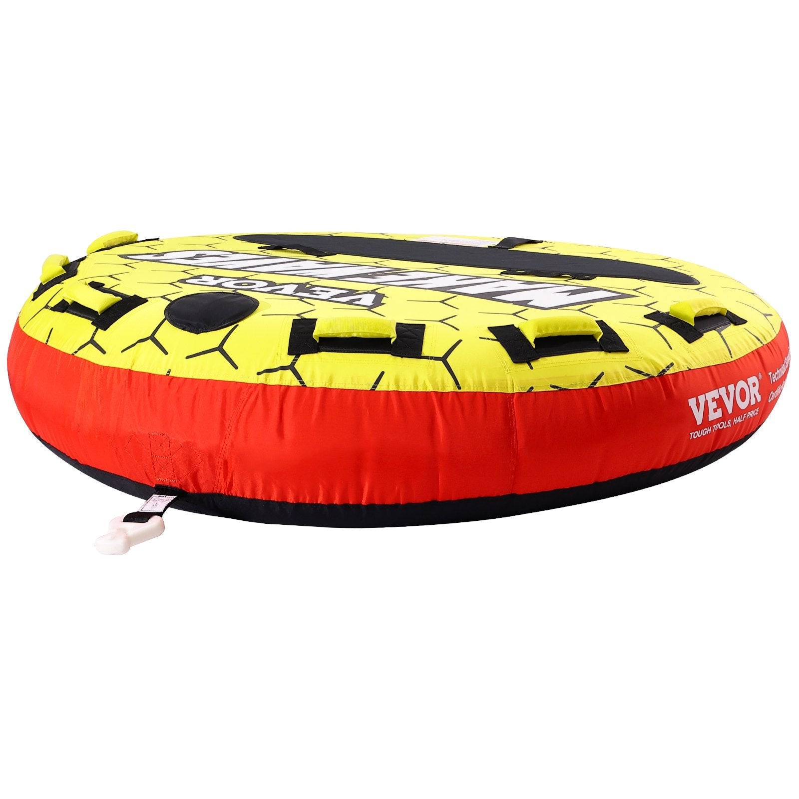 VEVOR Towable Tube for Boating, 1-3 Riders Inflatable Boat Tubes and Towables, 510 lbs, 63" Round Water Sport Towable Tubes for Boats to Pull, Full Nylon Cover, EVA Grab Handles and Speed Safety Valve 