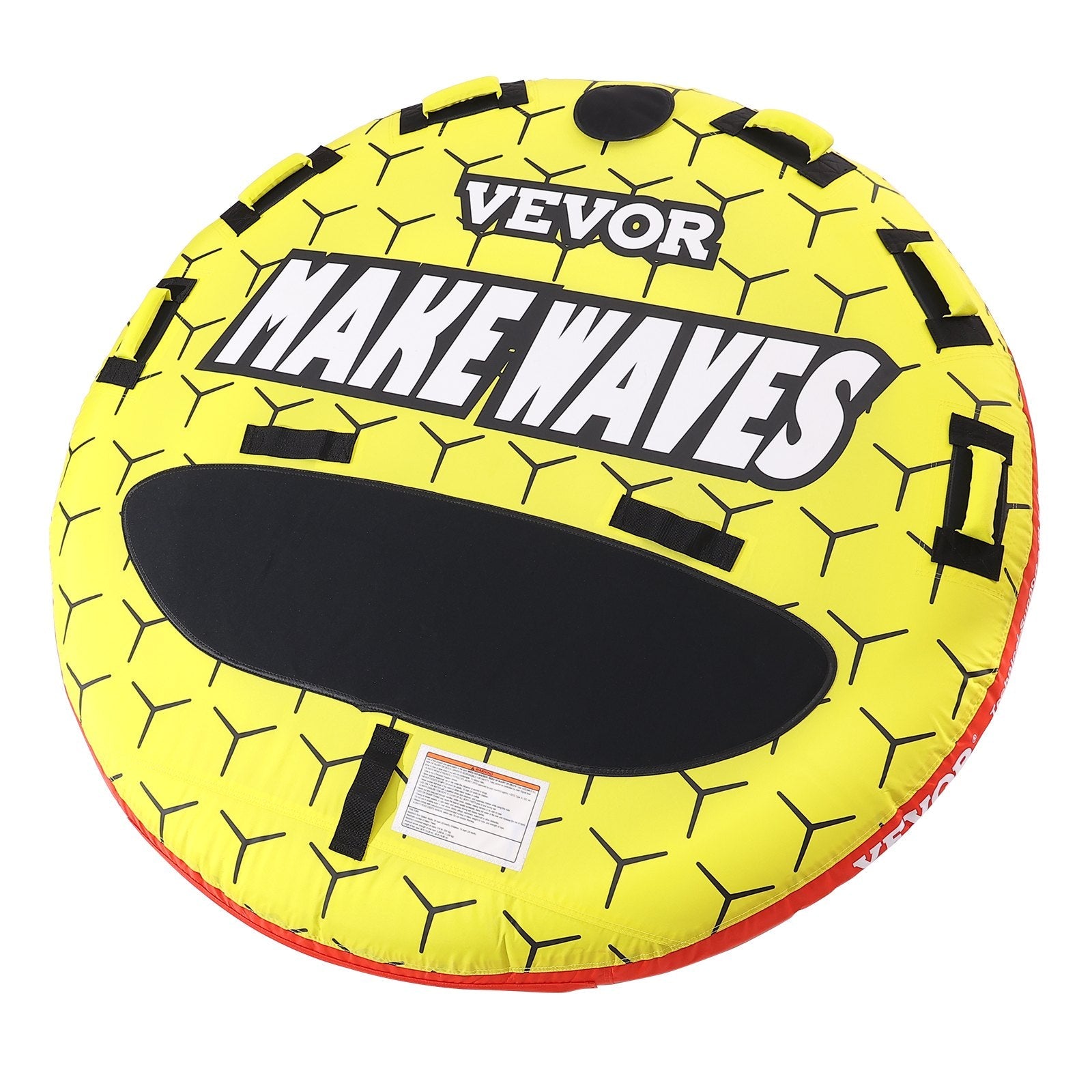 VEVOR Towable Tube for Boating, 1-3 Riders Inflatable Boat Tubes and Towables, 510 lbs, 63" Round Water Sport Towable Tubes for Boats to Pull, Full Nylon Cover, EVA Grab Handles and Speed Safety Valve 