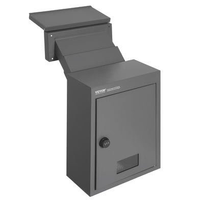 VEVOR Through The Wall Drop Box, Heavy Duty Steel Through the Wall Mailbox with 2.8-7.9" 13" Combination Lock, 12.5x6.3x16.9" Mail Drop Box, Dark Gray 