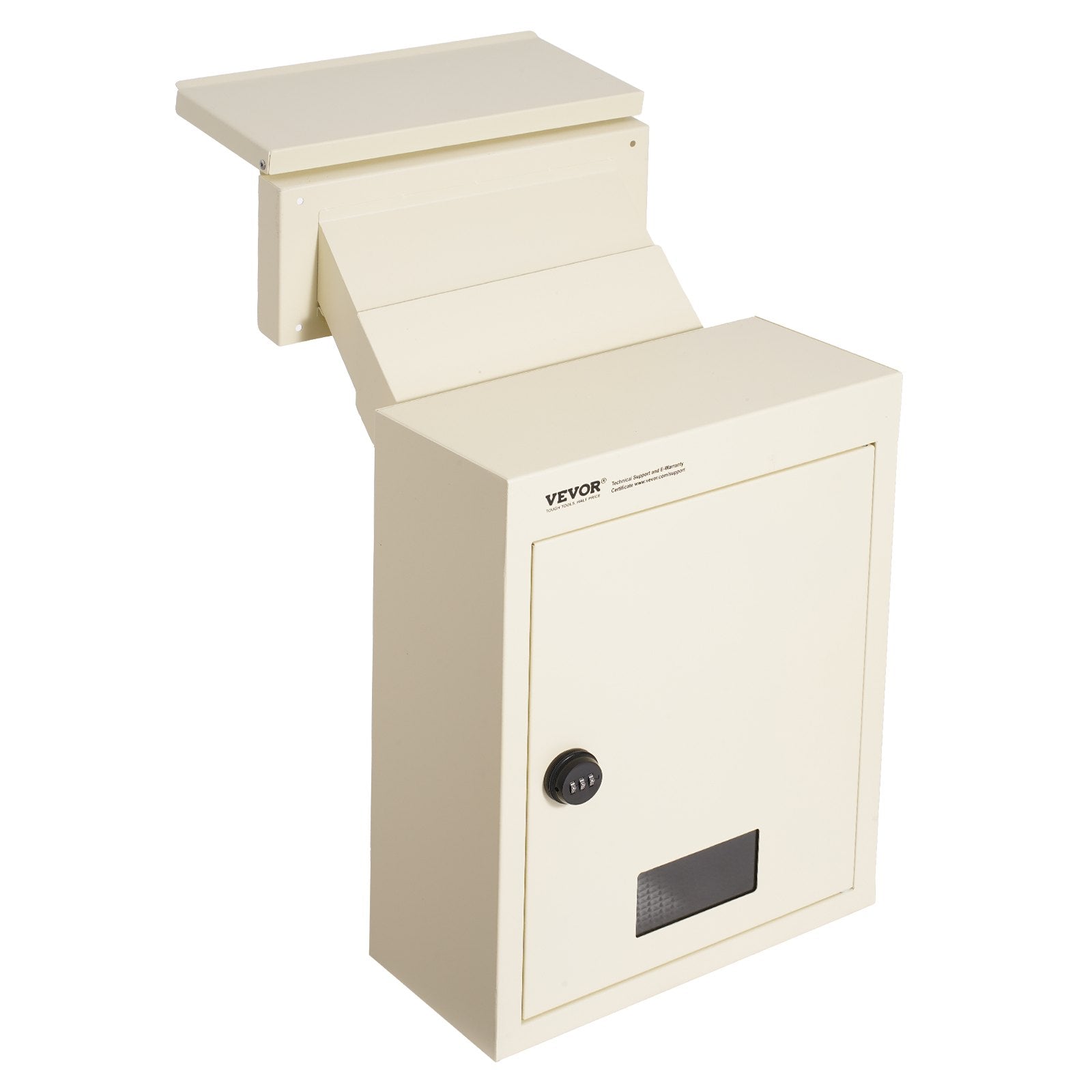 VEVOR Through The Wall Drop Box, Heavy Duty Steel Through the Wall Mailbox with 2.8-7.9" 13" Combination Lock, 12.5x6.3x16.9" Mail Drop Box, Beige 