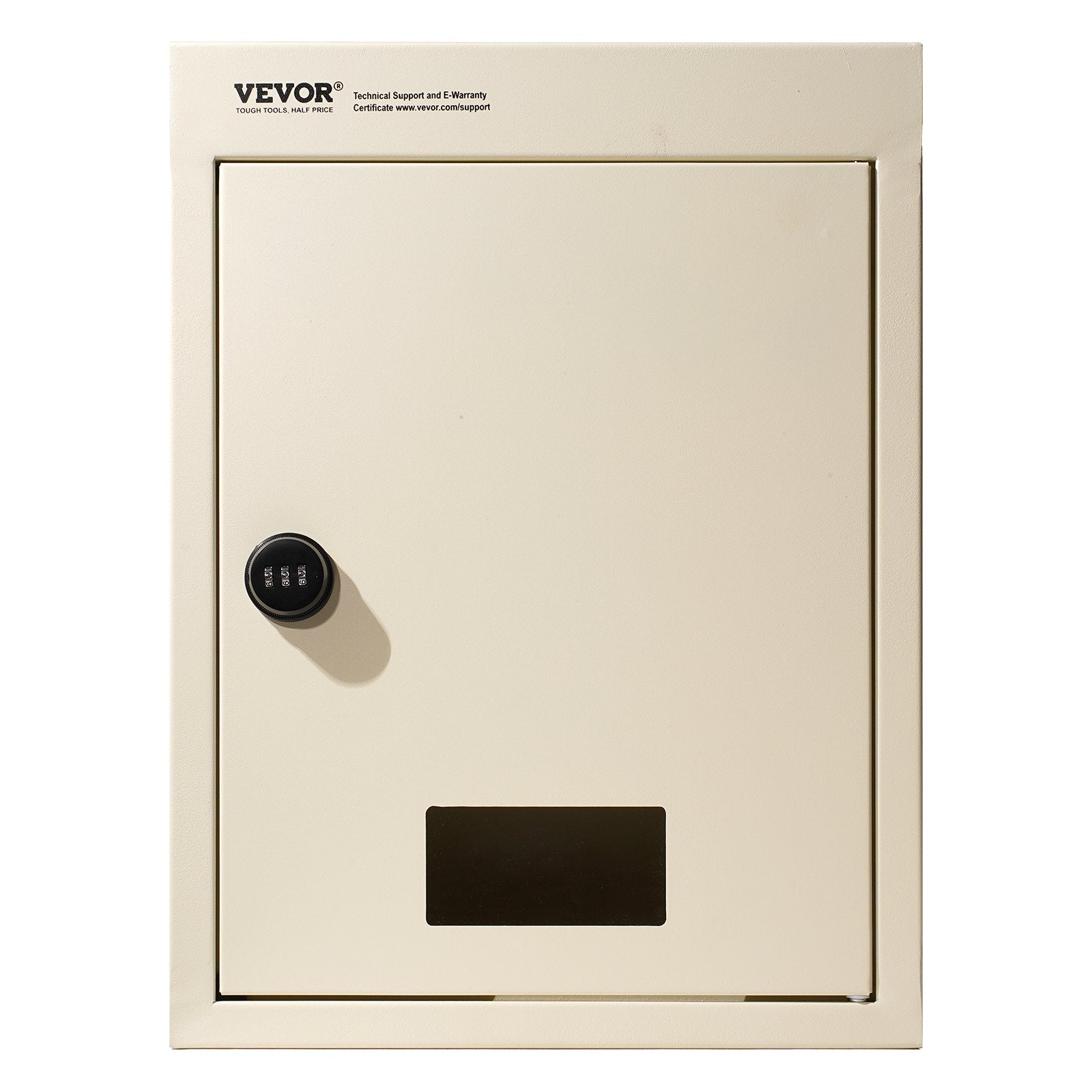 VEVOR Through The Wall Drop Box, Heavy Duty Steel Through the Wall Mailbox with 2.8-7.9" 13" Combination Lock, 12.5x6.3x16.9" Mail Drop Box, Beige 