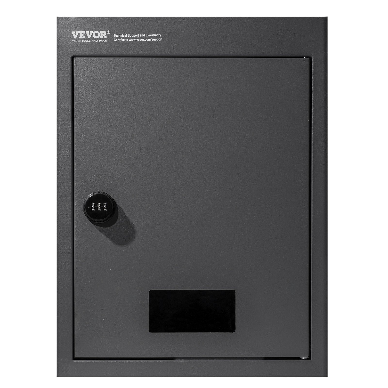 VEVOR Through The Wall Drop Box, Heavy Duty Steel Through the Wall Mailbox with 2.8-7.9" 13" Combination Lock, 12.5x6.3x16.9" Mail Drop Box, Black 