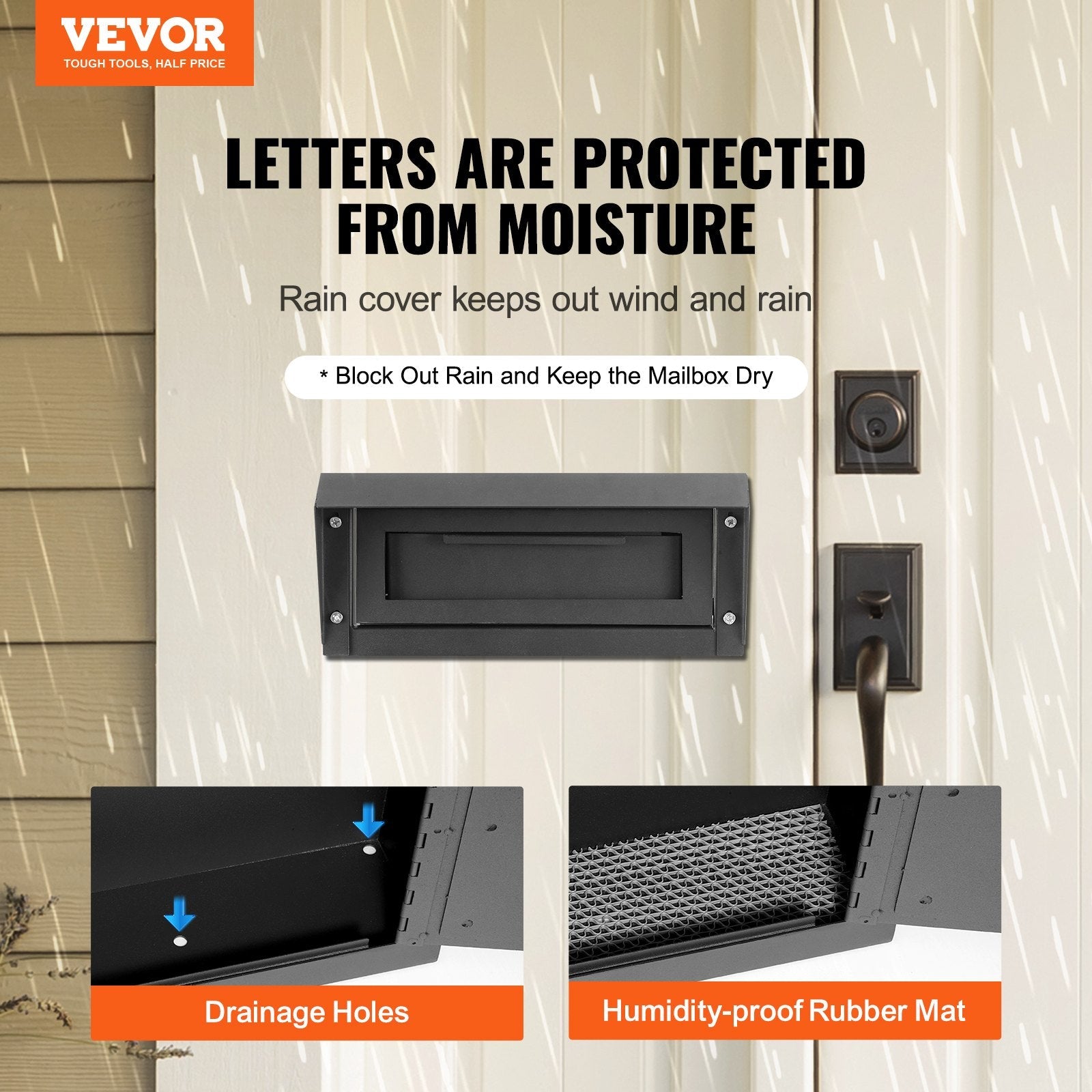 VEVOR Through The Door Key Drop Box 12x6x16" Mailbox with 1.8"12" Key Lock Black 