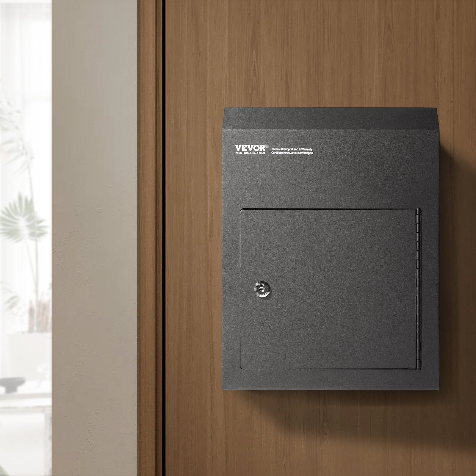 VEVOR Through The Door Key Drop Box 12x6x16" Mailbox with 1.8"12" Key Lock Black 