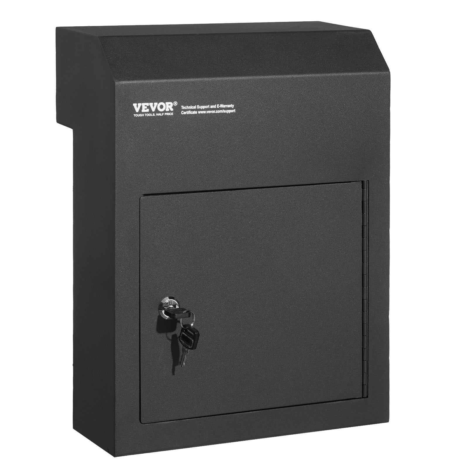 VEVOR Through The Door Key Drop Box 12x6x16" Mailbox with 1.8"12" Key Lock Black 
