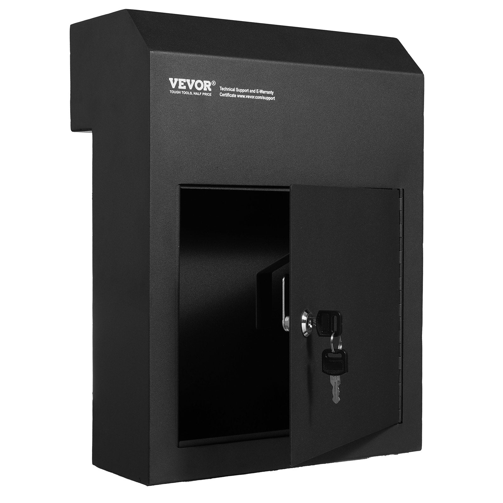 VEVOR Through The Door Key Drop Box 12x6x16" Mailbox with 1.8"12" Key Lock Black 