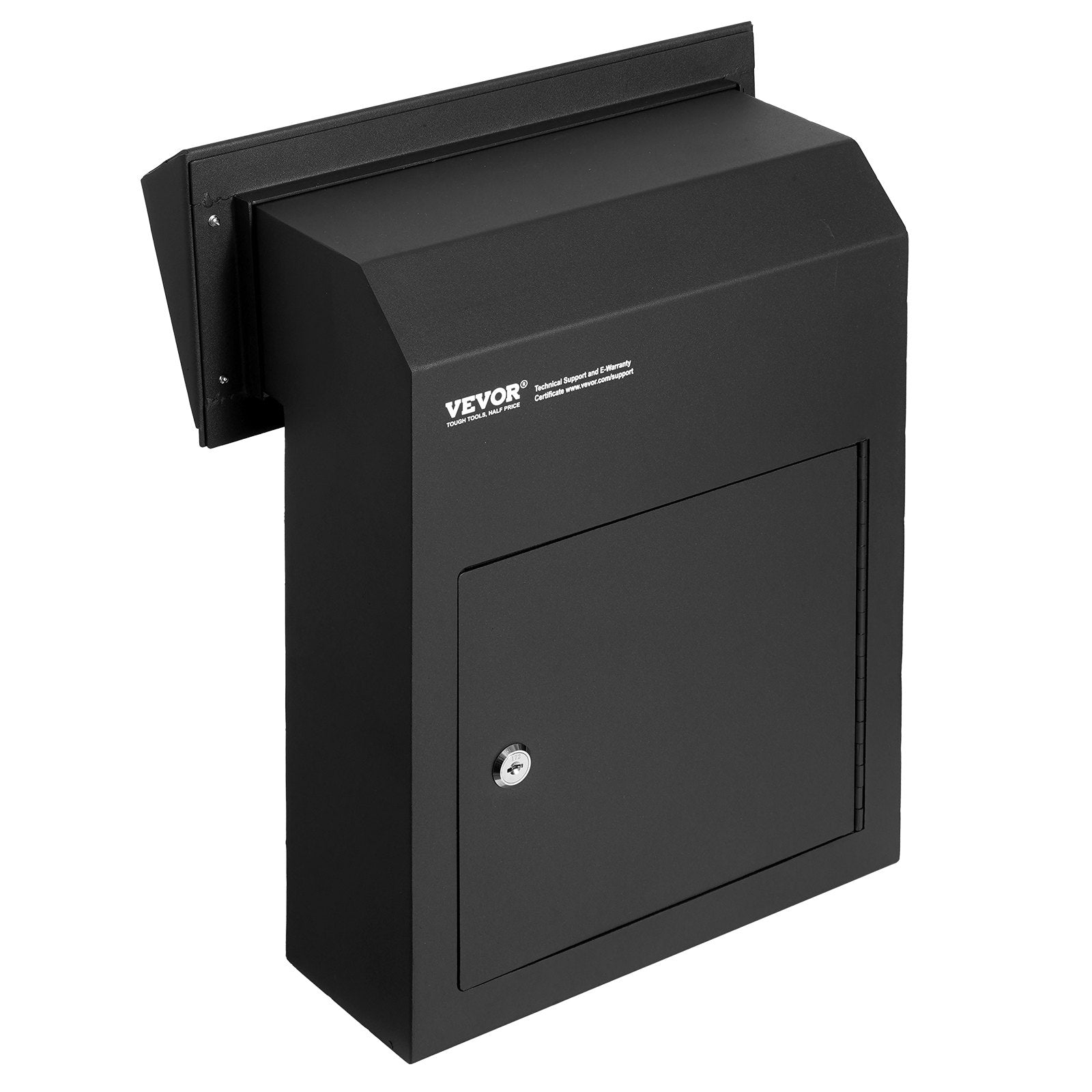 VEVOR Through The Door Key Drop Box 12x6x16" Mailbox with 1.8"12" Key Lock Black 
