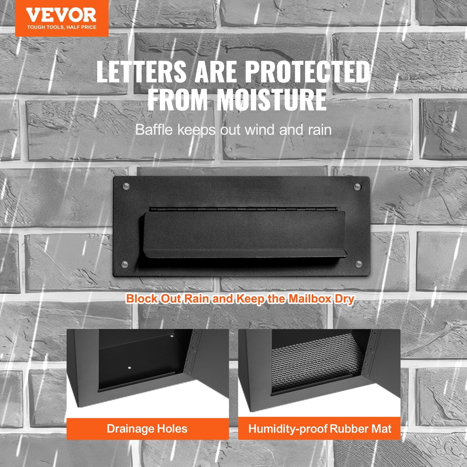 VEVOR Through The Wall Drop Box, Heavy Duty Steel Through the Wall Mailbox with 2.8-7.9" 13" Combination Lock, 13x7x17" Mail Drop Box, Black 