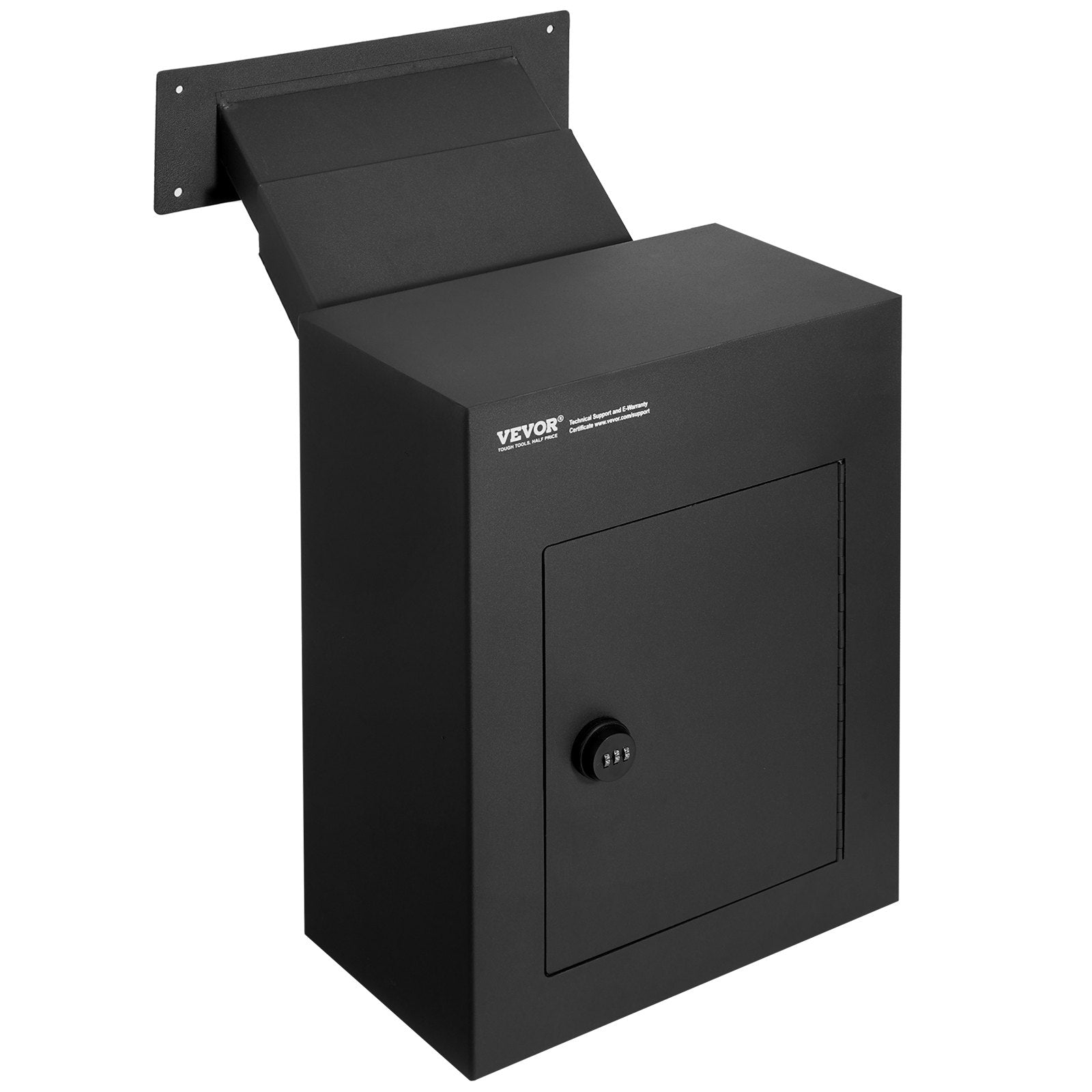 VEVOR Through The Wall Drop Box, Heavy Duty Steel Through the Wall Mailbox with 2.8-7.9" 13" Combination Lock, 13x7x17" Mail Drop Box, Black 