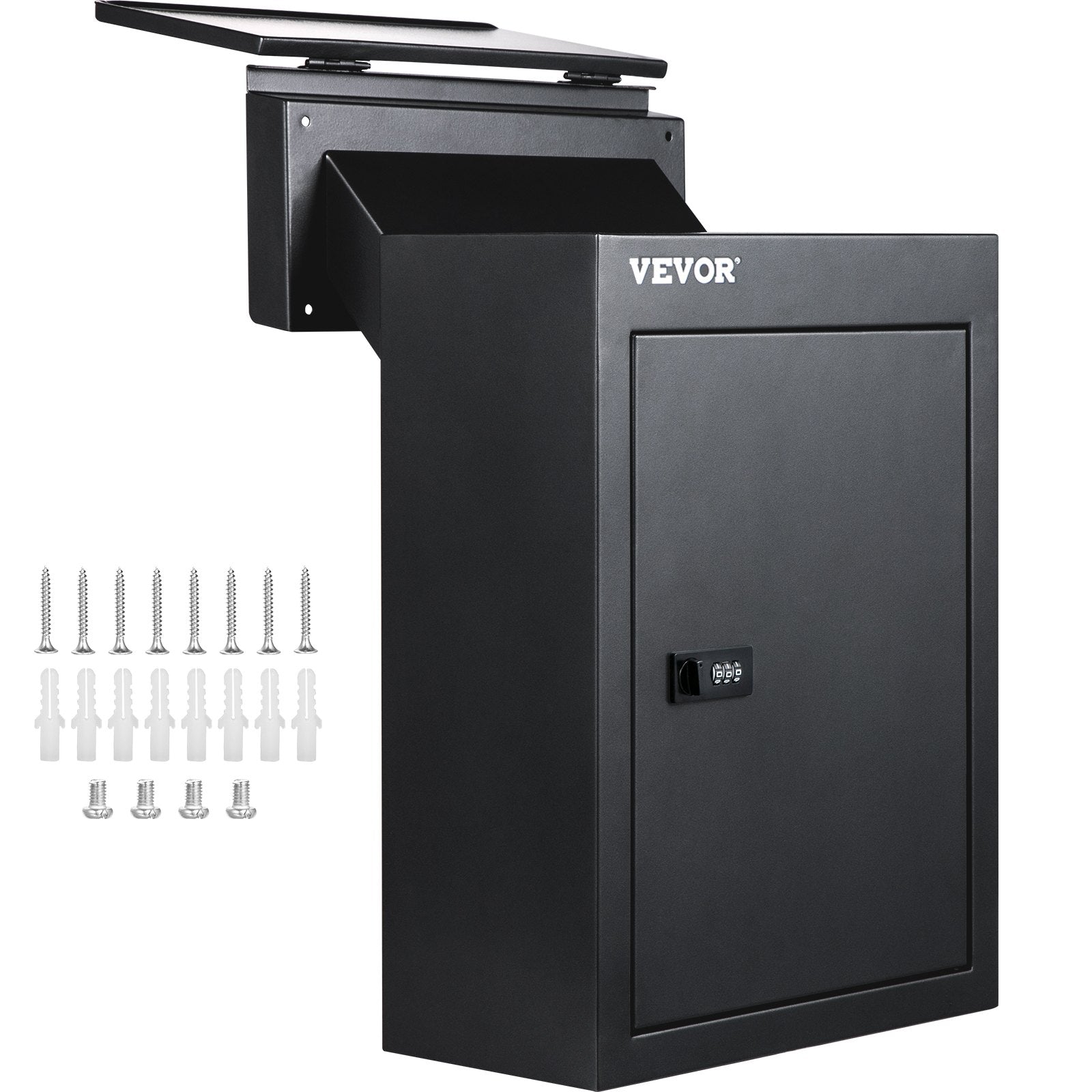 Vevor Through-the-wall Mailbox Letter Drop Box Adjustable Chute Rainproof Black 