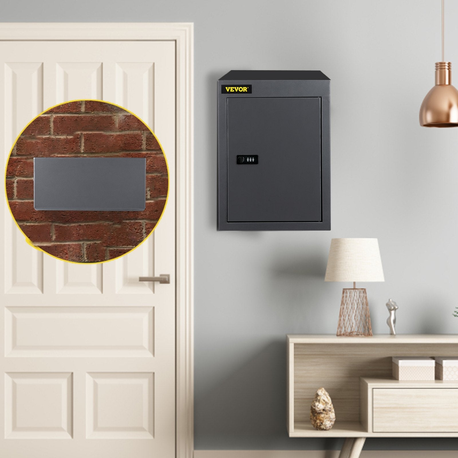 Vevor Through-the-wall Mailbox Letter Drop Box W/adjustable Chute&code Lock Grey 