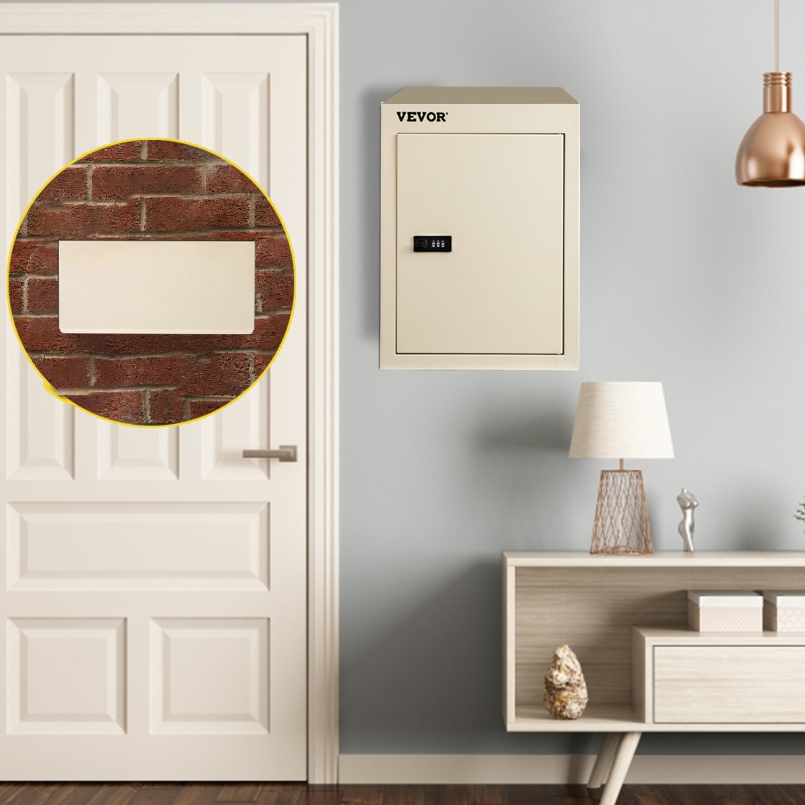 Vevor Through-the-wall Mailbox Letter Drop Box Adjustable Chute Rainproof Beige 