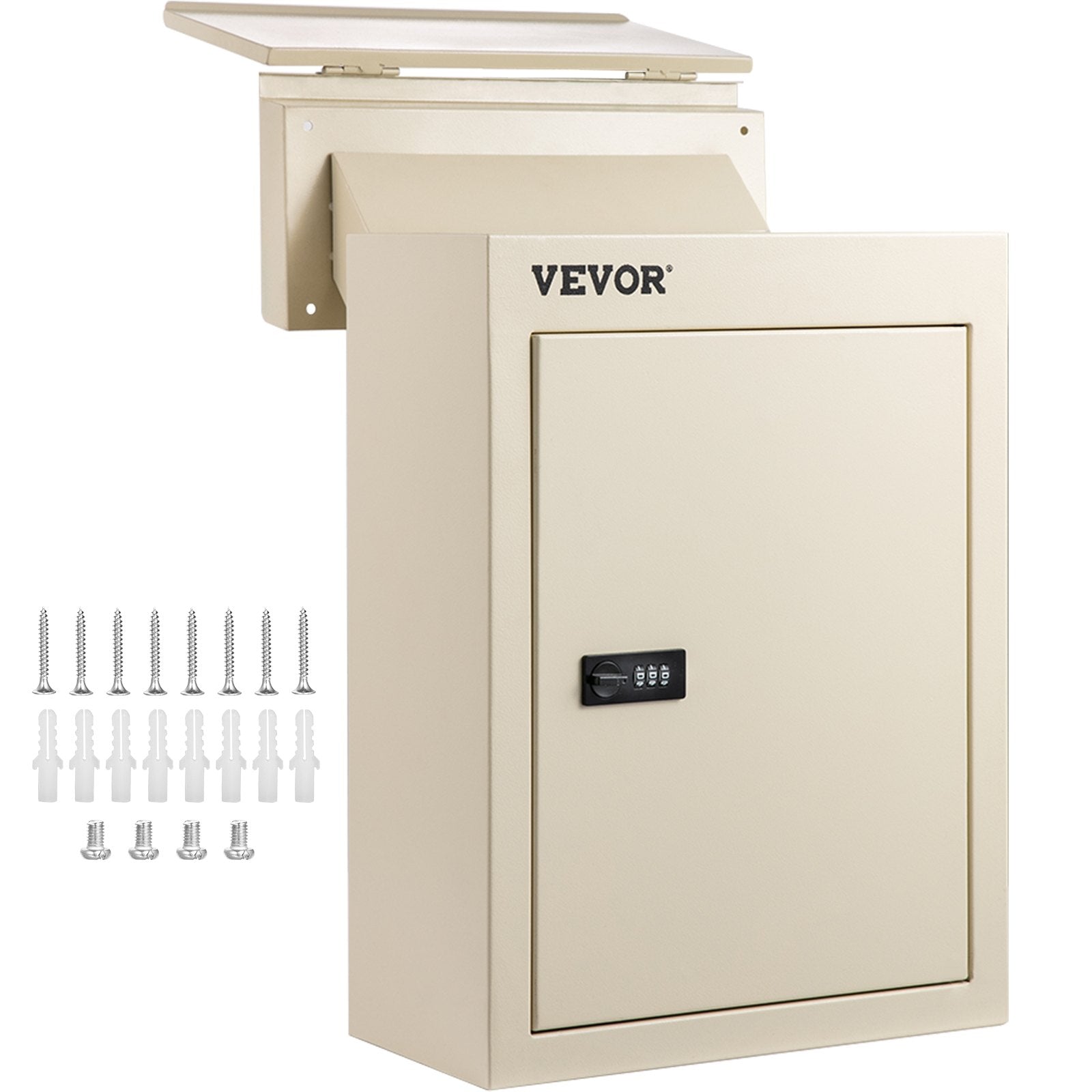 Vevor Through-the-wall Mailbox Letter Drop Box Adjustable Chute Rainproof Beige 