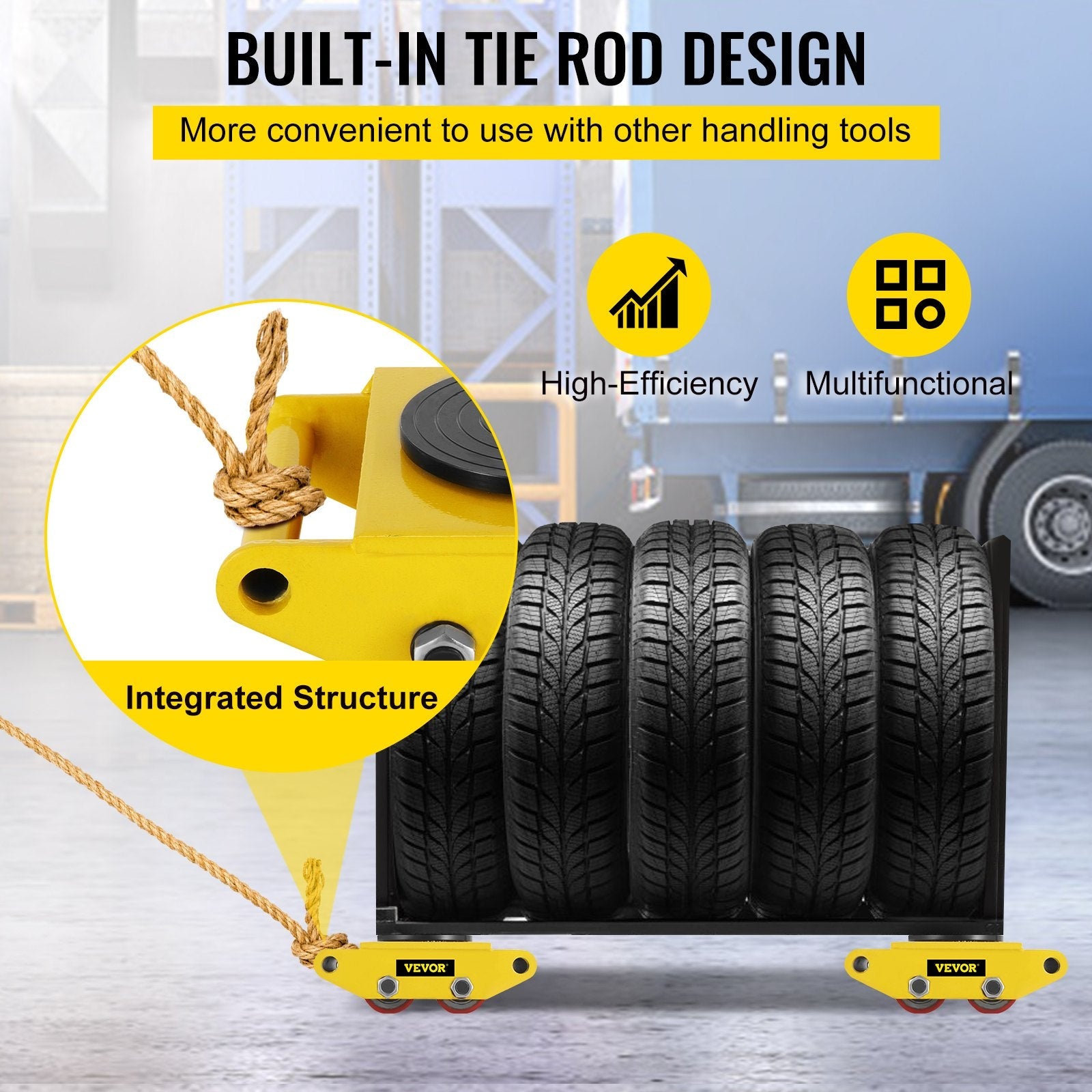 VEVOR Industrial Machinery Mover, 6T/13200lbs Machinery Moving Skate with 360°Rotation Cap and 4 Rollers & PU Wheels, Heavy Duty Dolly Skates for Moving Equipment 